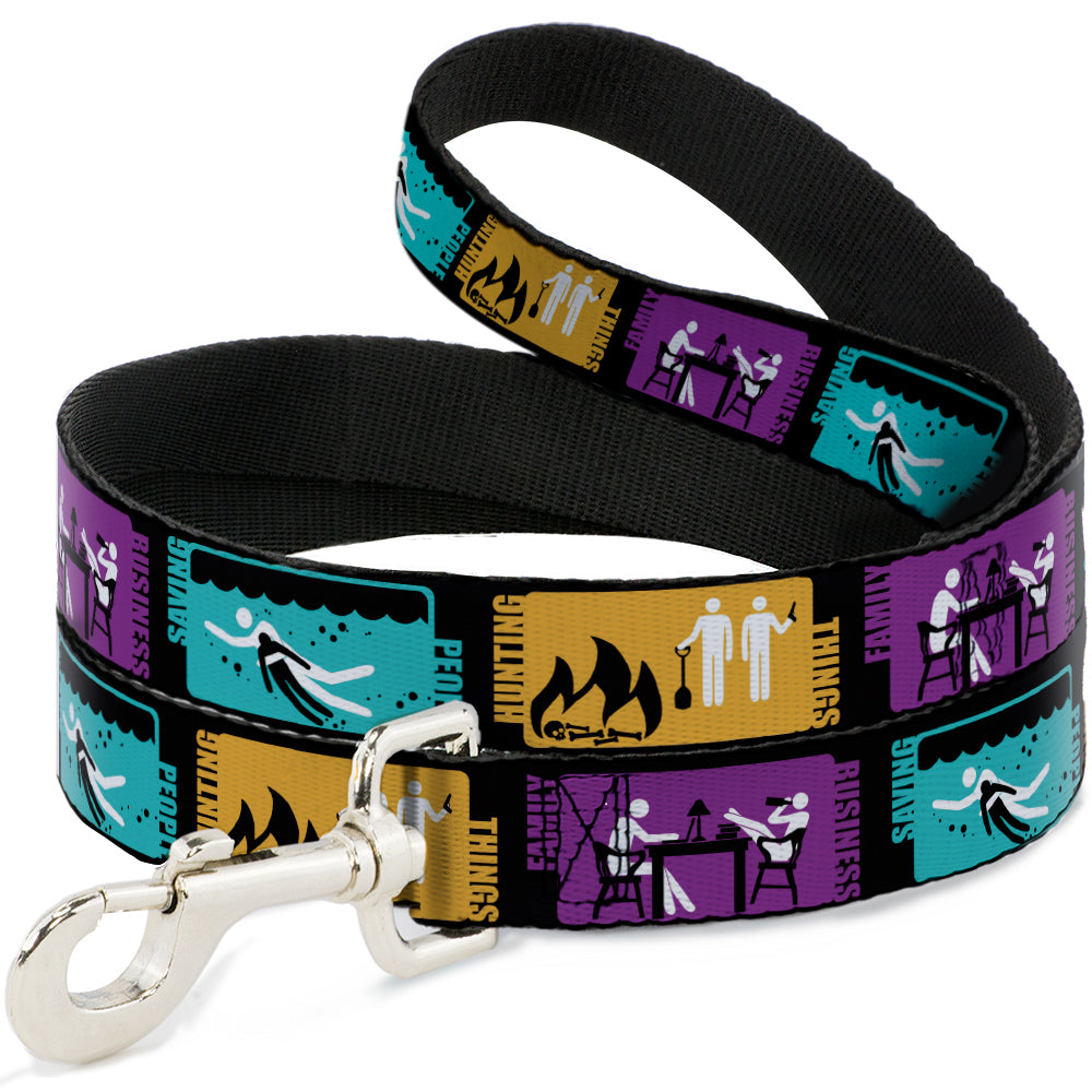 Dog Leash - Supernatural SAVING PEOPLE-HUNTING THINGS-FAMILY BUSINESS Blocks Black/Teal/Gold/Purple/White Dog Leashes Supernatural