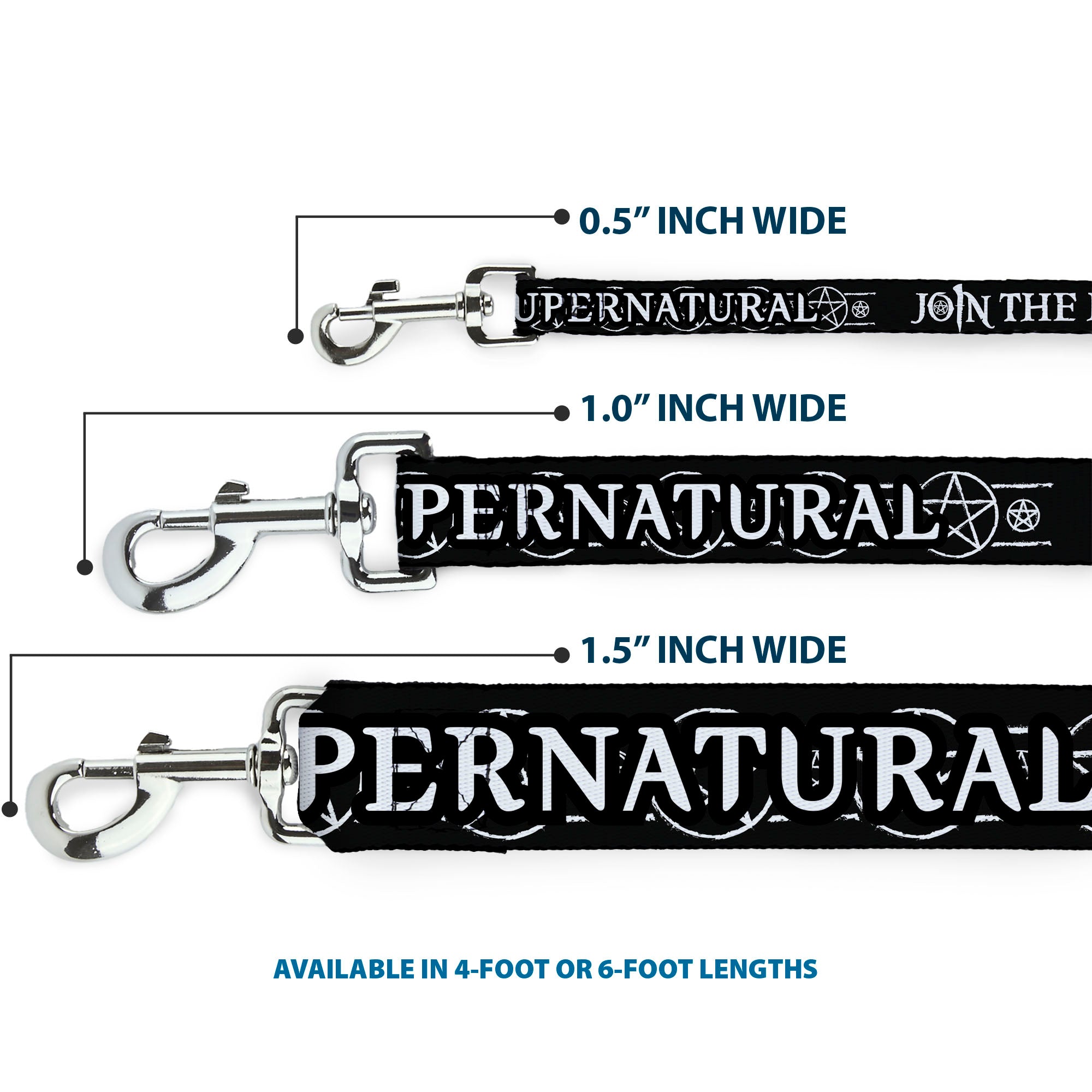 Dog Leash - SUPERNATURAL JOIN THE HUNT Icons Logo/Pentagrams Black/White Dog Leashes Supernatural