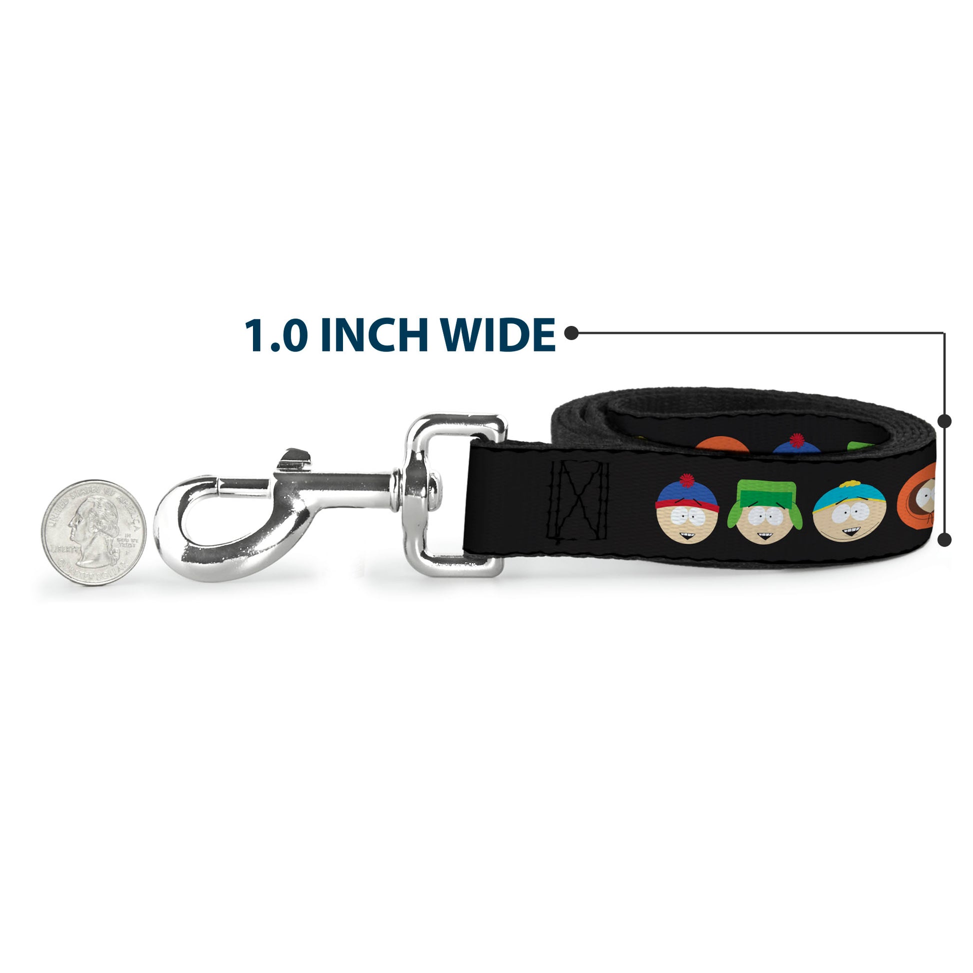 Dog Leash - South Park Boys Face Repeat Black Dog Leashes South Park