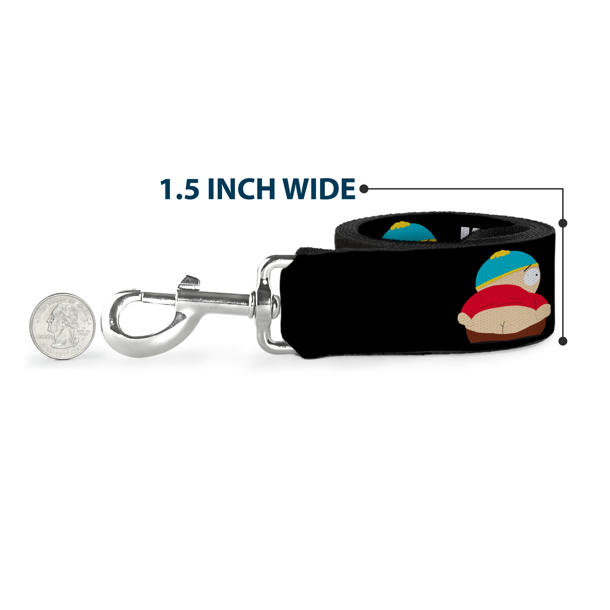 Dog Leash - South Park Cartman Pants KISS MY ASS Pose Black/White Dog Leashes South Park
