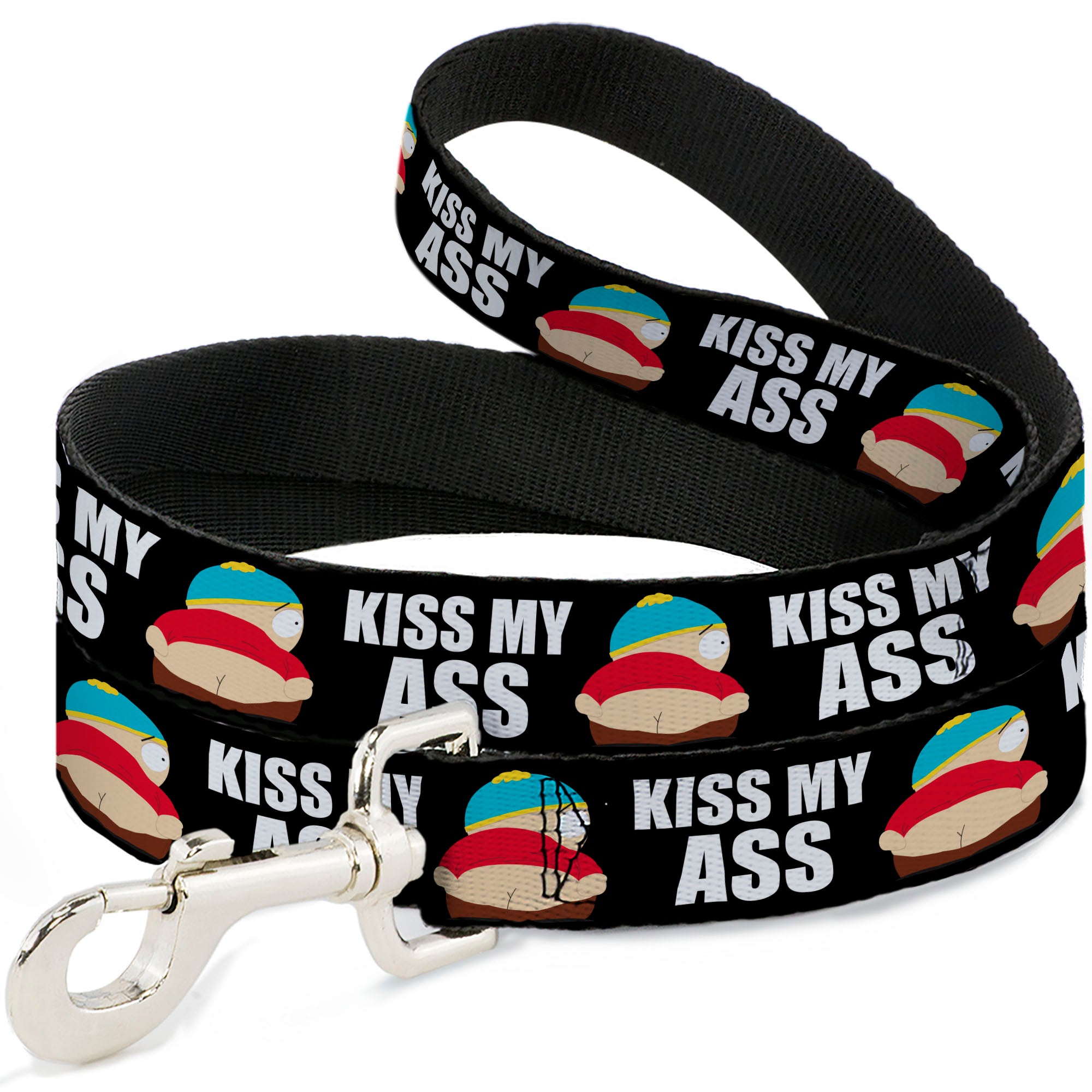 Dog Leash - South Park Cartman Pants KISS MY ASS Pose Black/White Dog Leashes South Park