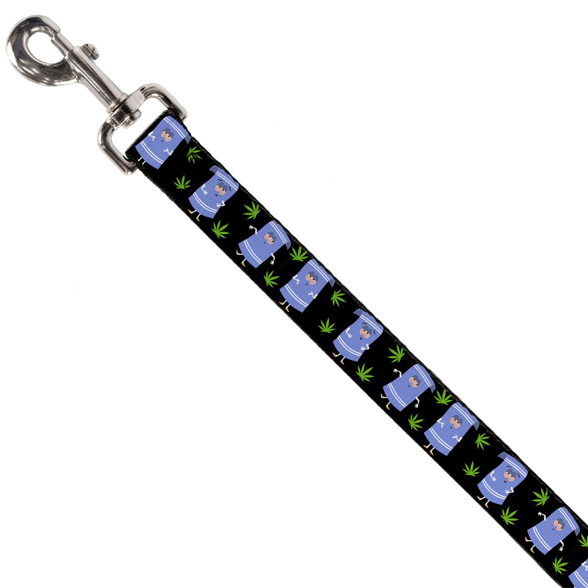 Dog Leash - South Park Towlie and Scattered Pot Leaves Black Dog Leashes South Park