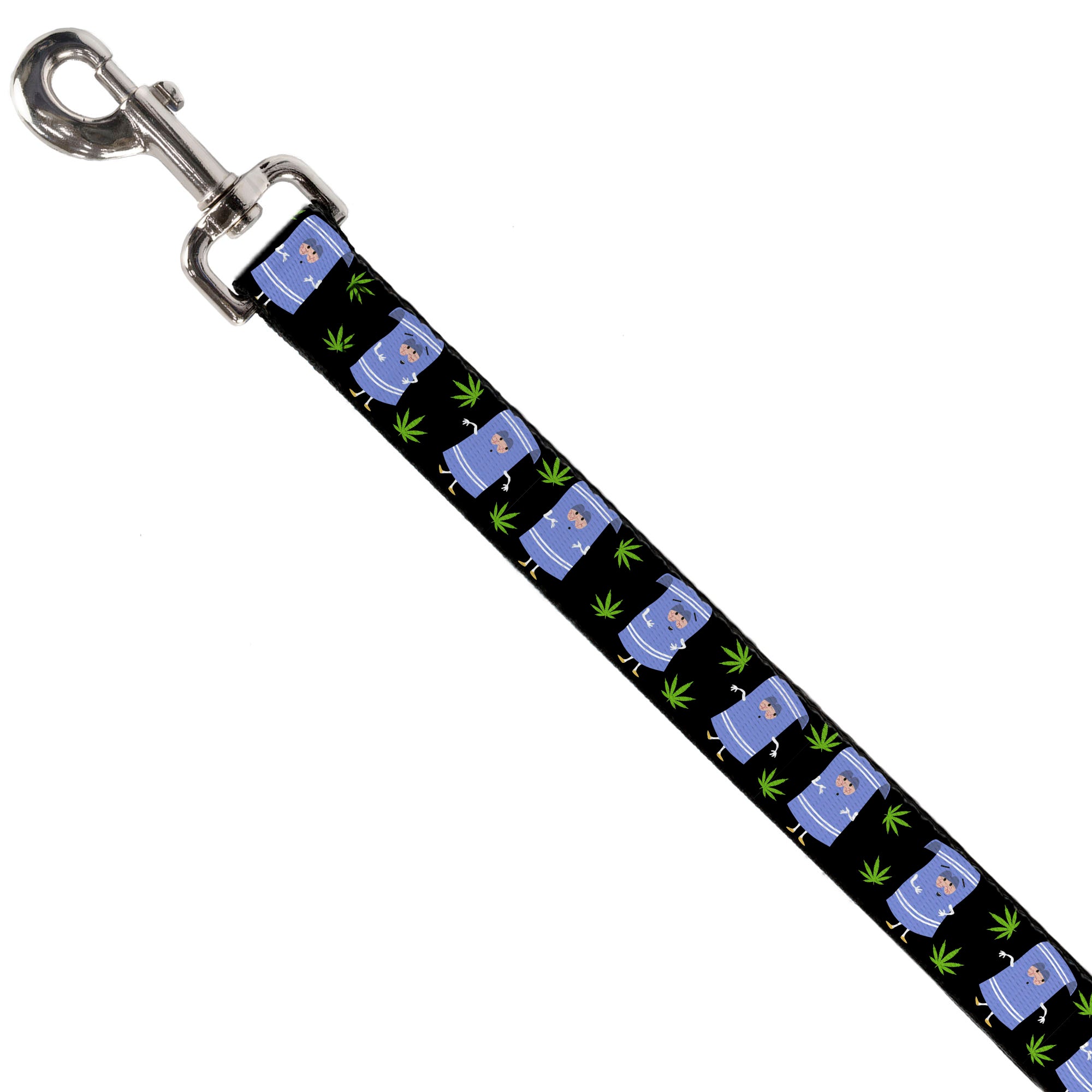 Dog Leash - South Park Towlie and Scattered Pot Leaves Black Dog Leashes South Park