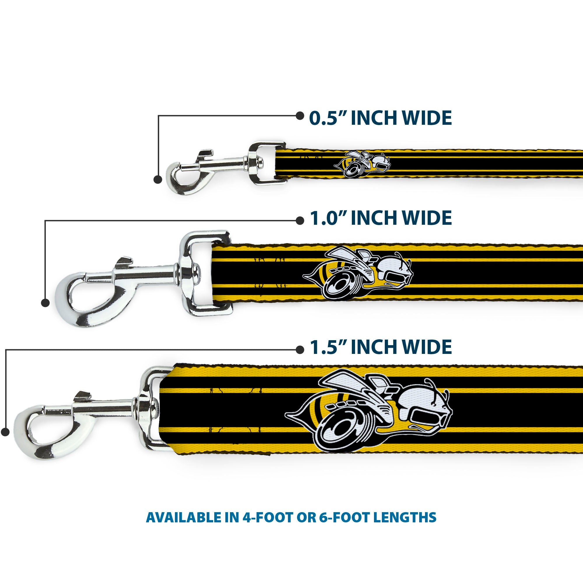 Dog Leash - SUPER BEE Logo/Stripes Black/Yellow/White Dog Leashes Dodge