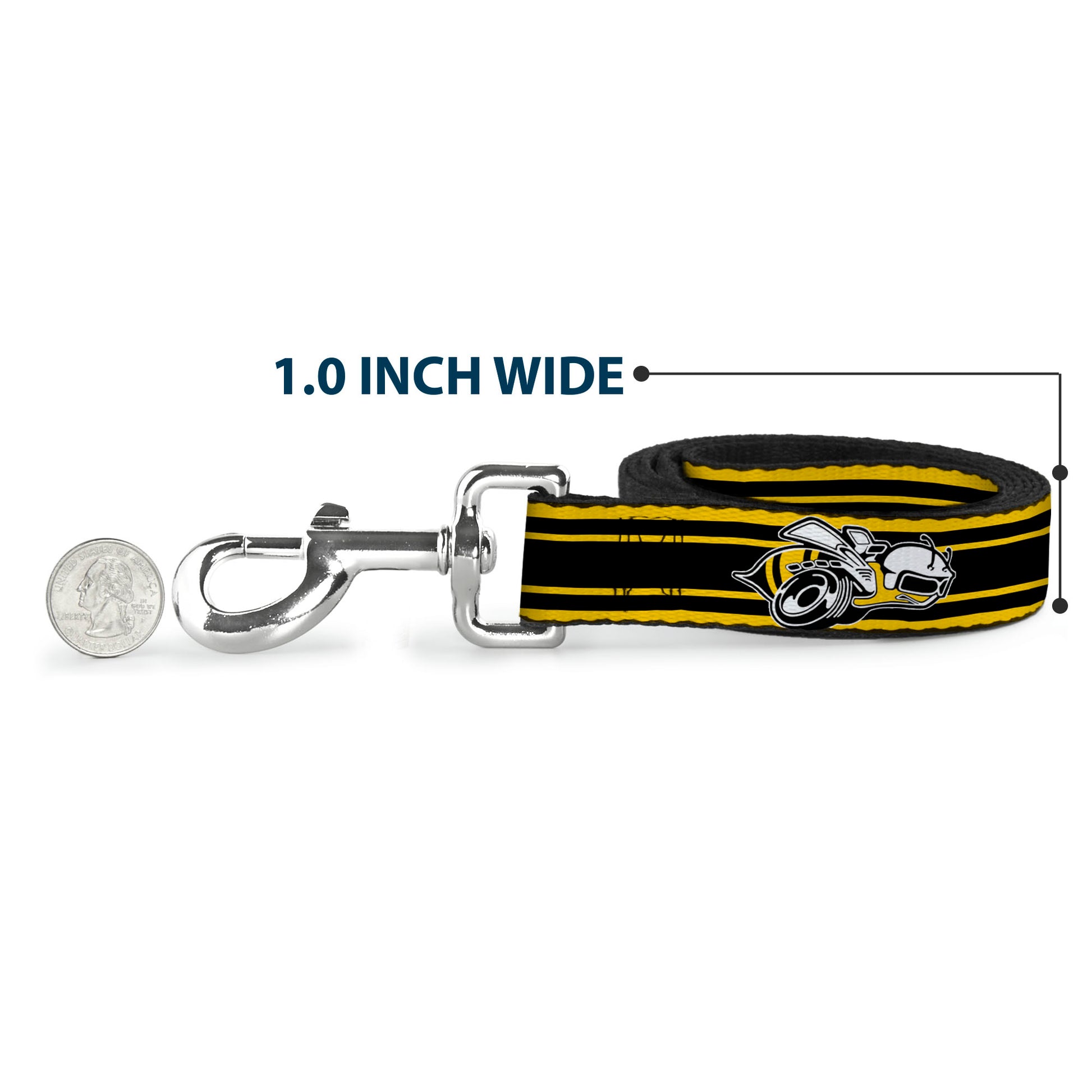 Dog Leash - SUPER BEE Logo/Stripes Black/Yellow/White Dog Leashes Dodge