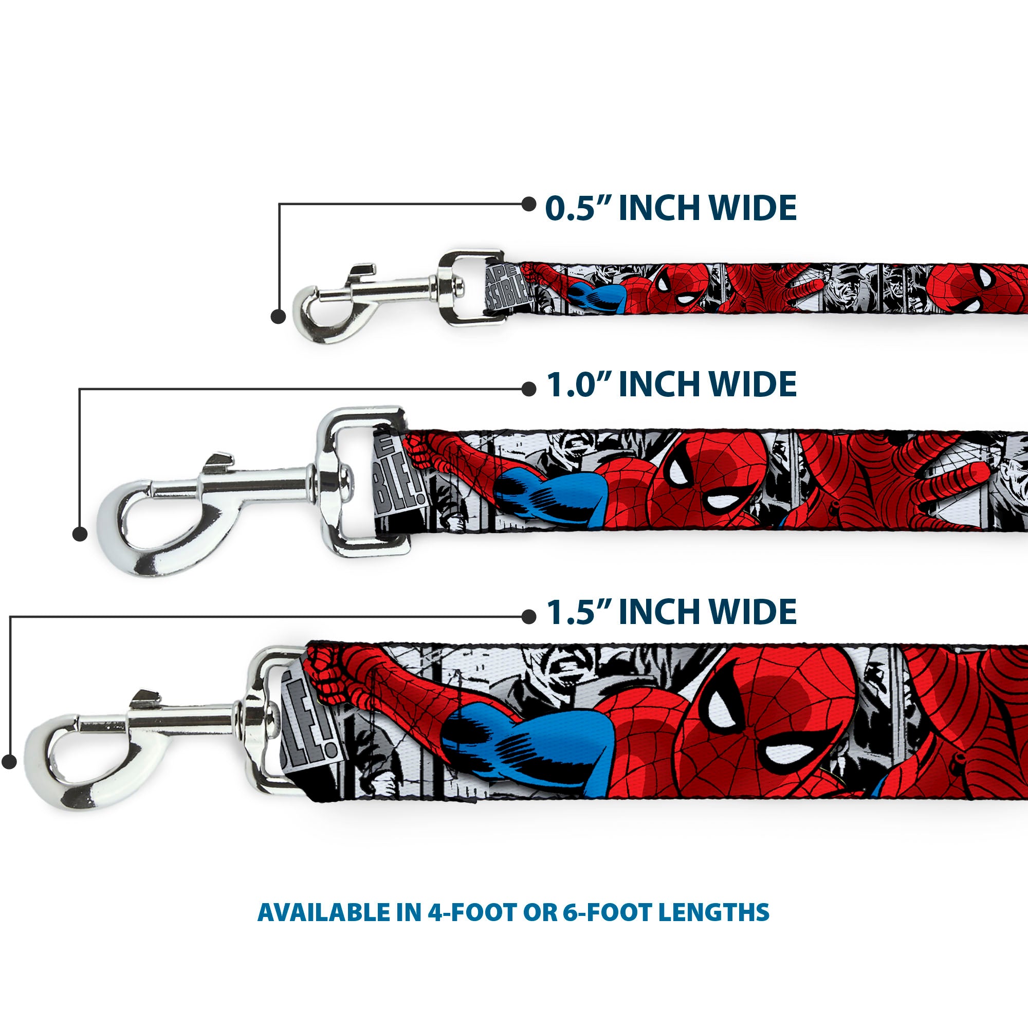 Dog Leash - Spider-Man Action ESCAPE IMPOSSIBLE Gray Dog Leashes Marvel Comics