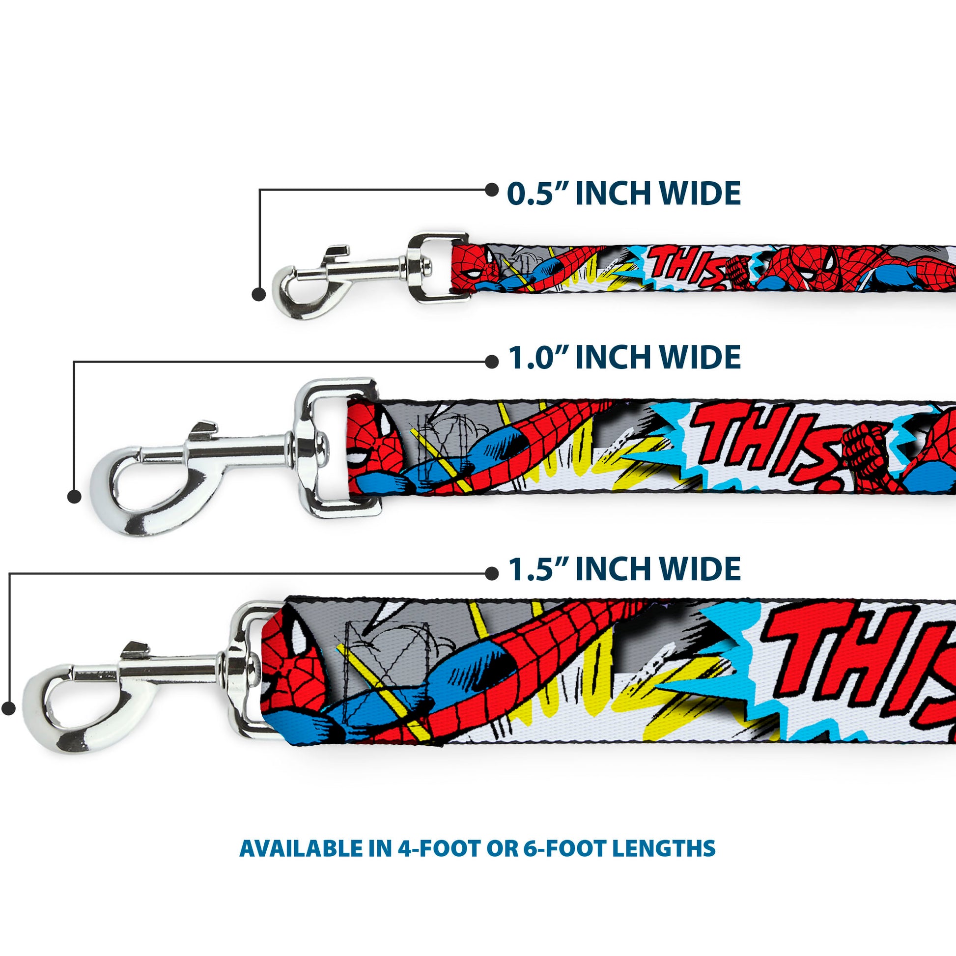 Dog Leash - Spider-Man w/Action Verbiage Dog Leashes Marvel Comics