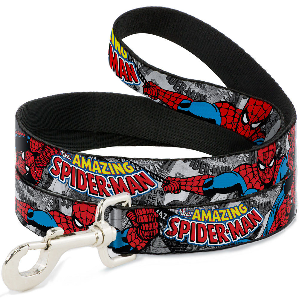 Dog Leash - THE AMAZING SPIDER-MAN Stacked Comic Books/Action Poses Dog Leashes Marvel Comics