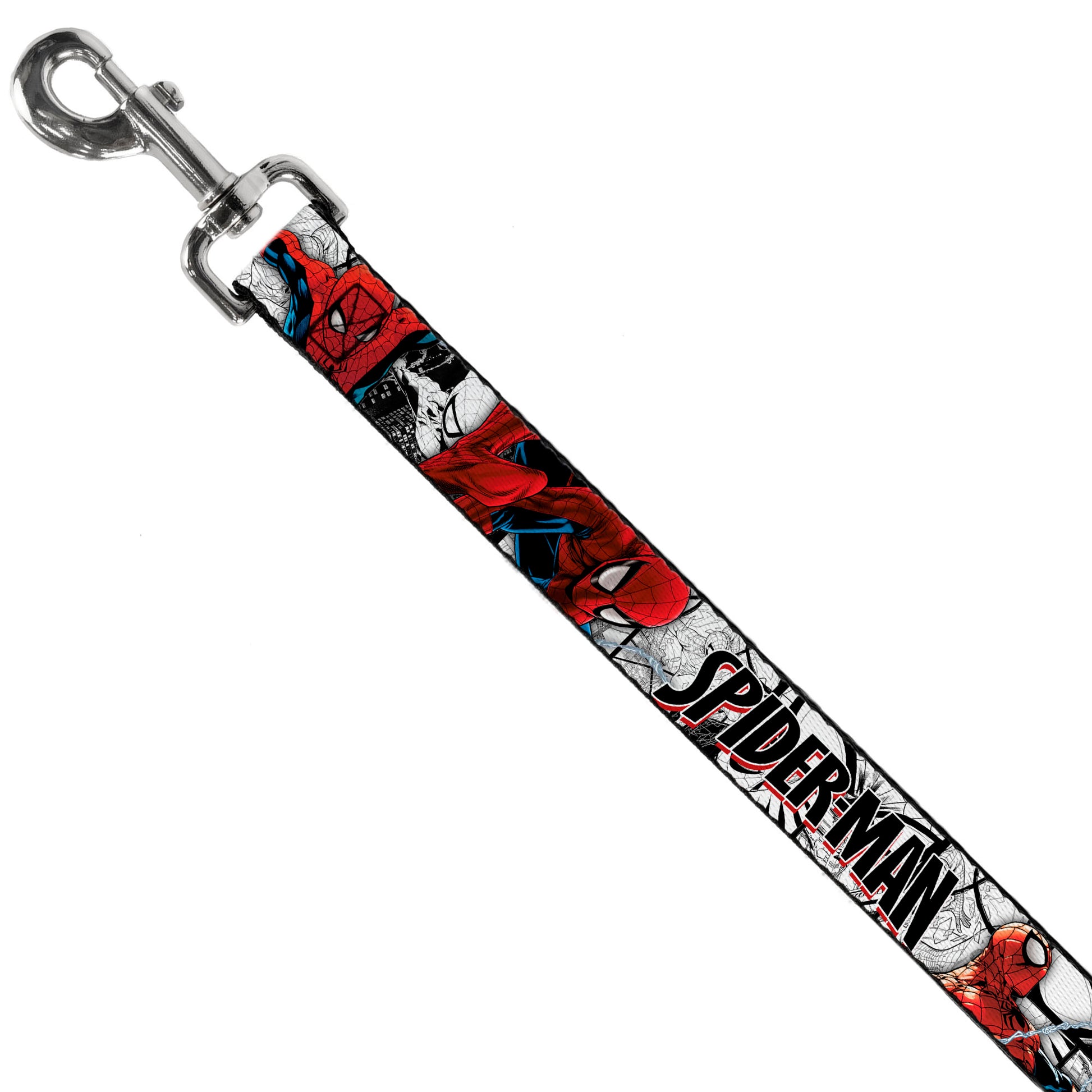 Dog Leash - SPIDER-MAN Action Poses/Comic Scenes White/Black/Red Dog Leashes Marvel Comics