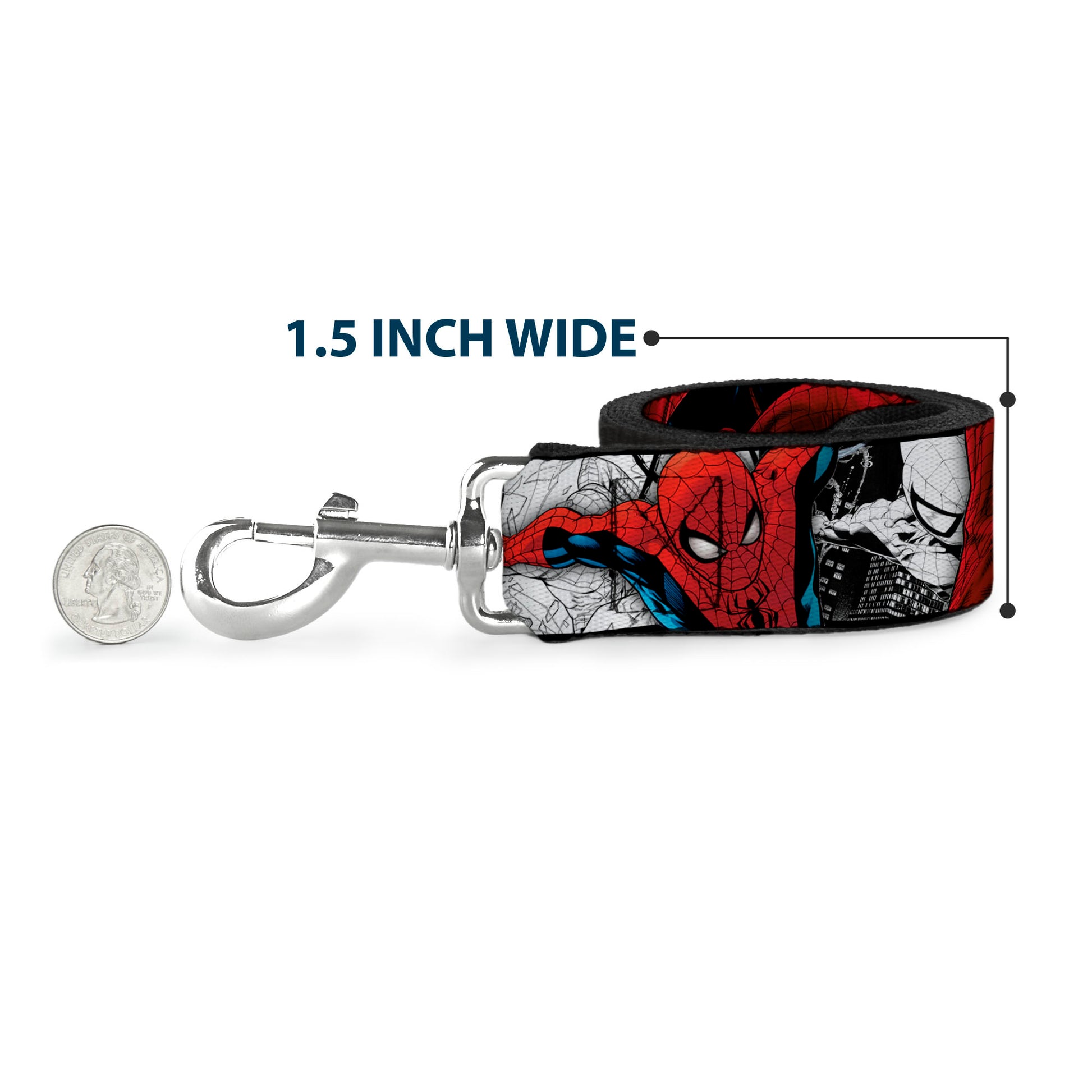 Dog Leash - SPIDER-MAN Action Poses/Comic Scenes White/Black/Red Dog Leashes Marvel Comics