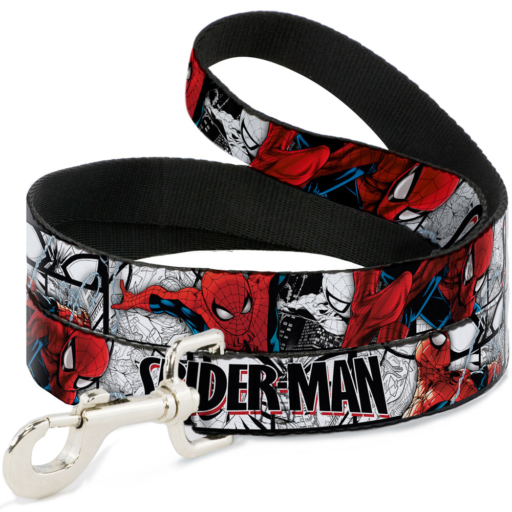 Dog Leash - SPIDER-MAN Action Poses/Comic Scenes White/Black/Red Dog Leashes Marvel Comics