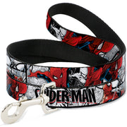 Dog Leash - SPIDER-MAN Action Poses/Comic Scenes White/Black/Red Dog Leashes Marvel Comics