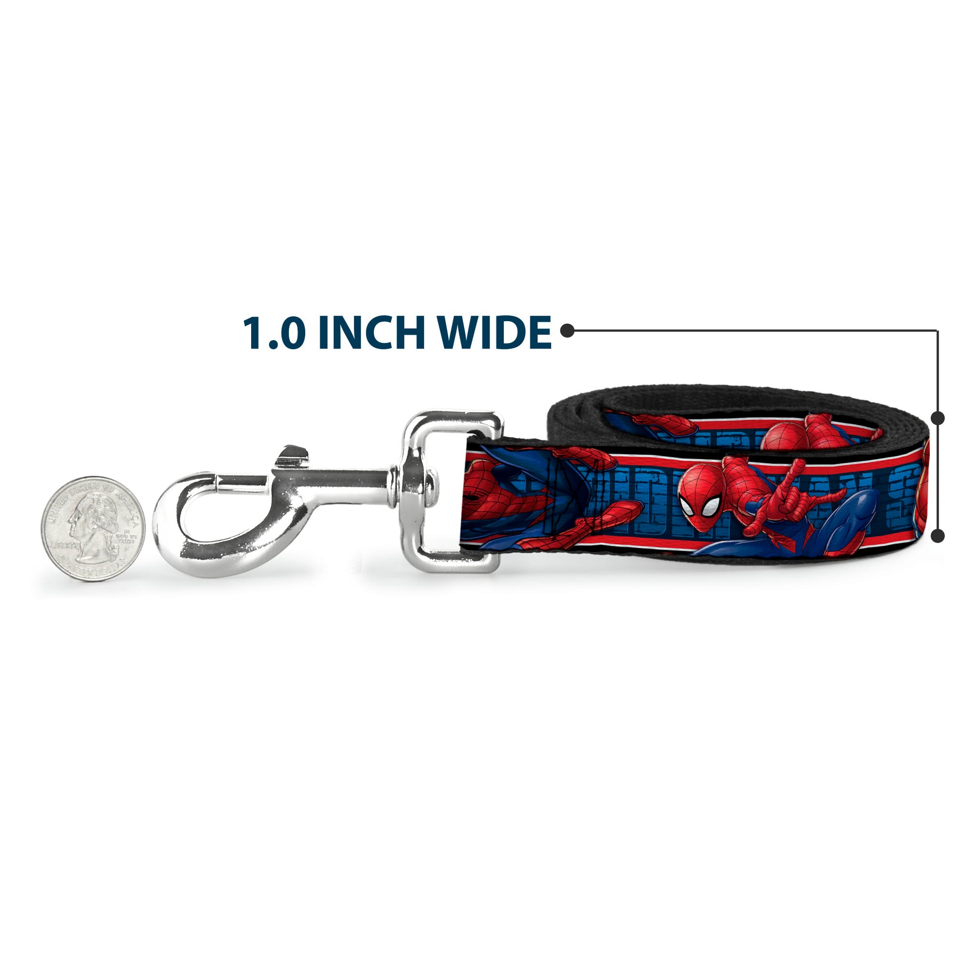 Dog Leash - SPIDER-MAN 3-Action Poses/Bricks/Stripe Blues/Red/White Dog Leashes Marvel Comics