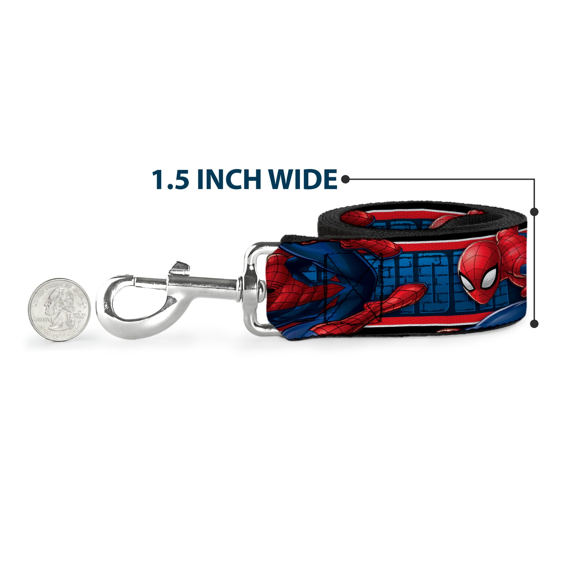 Dog Leash - SPIDER-MAN 3-Action Poses/Bricks/Stripe Blues/Red/White Dog Leashes Marvel Comics