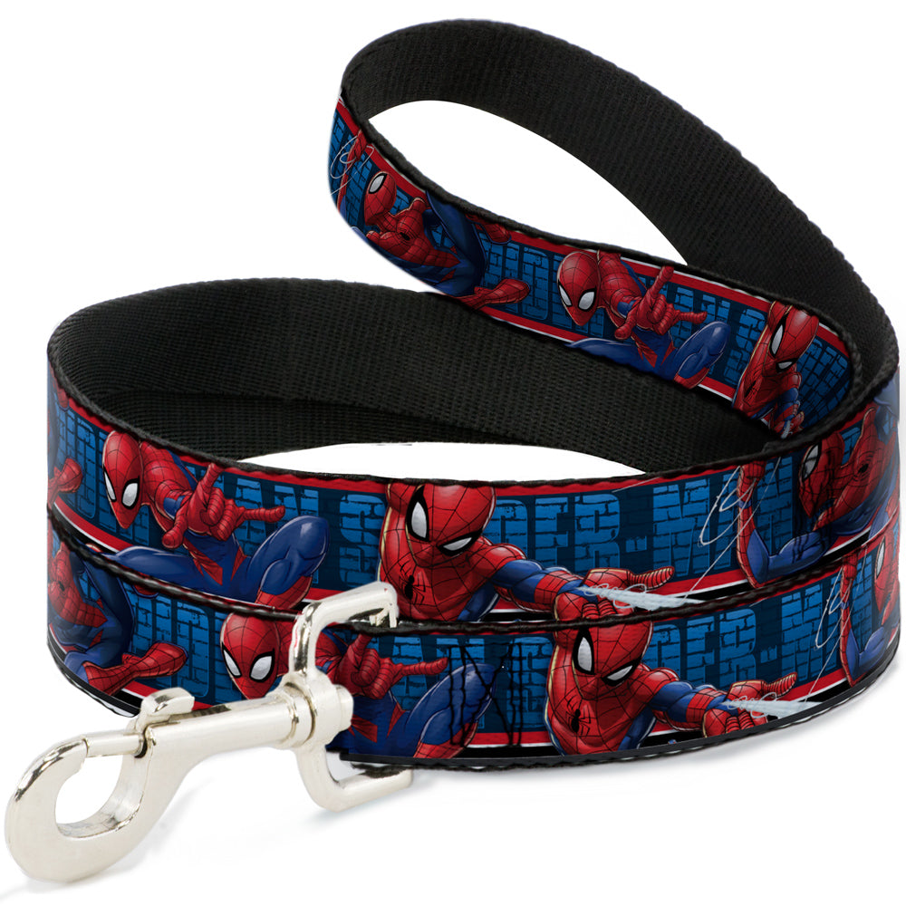 Dog Leash - SPIDER-MAN 3-Action Poses/Bricks/Stripe Blues/Red/White Dog Leashes Marvel Comics