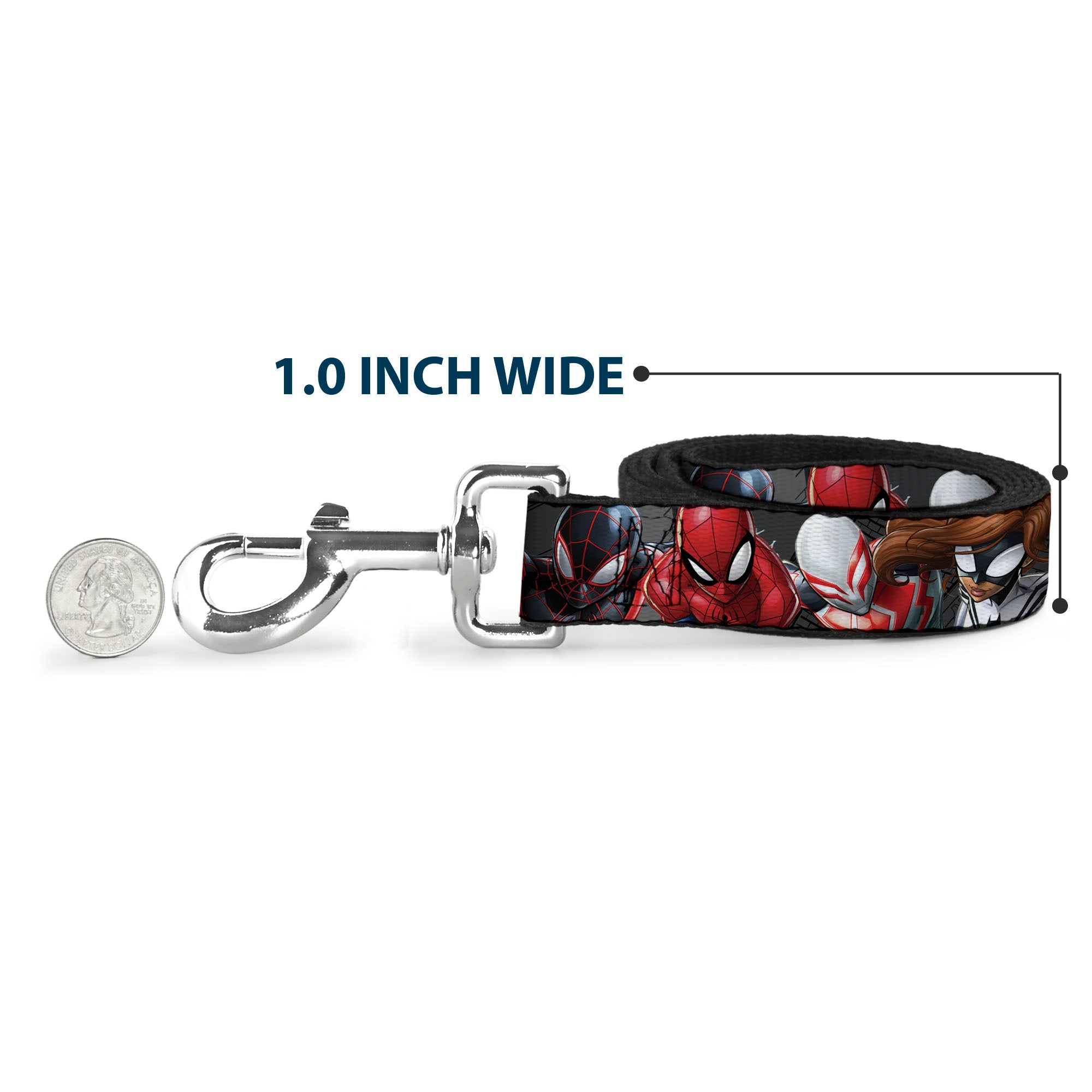 Dog Leash - 6-Spider Hero Action Poses Grays Dog Leashes Marvel Comics