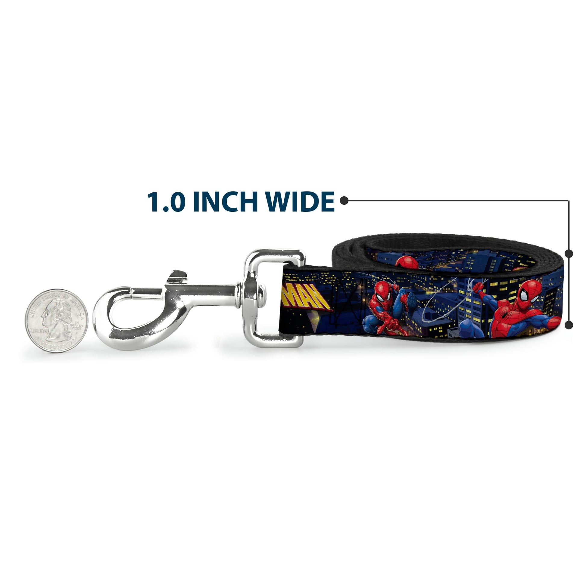 Dog Leash - SPIDER-MAN Title Logo and Action Skyline Poses Dog Leashes Marvel Comics