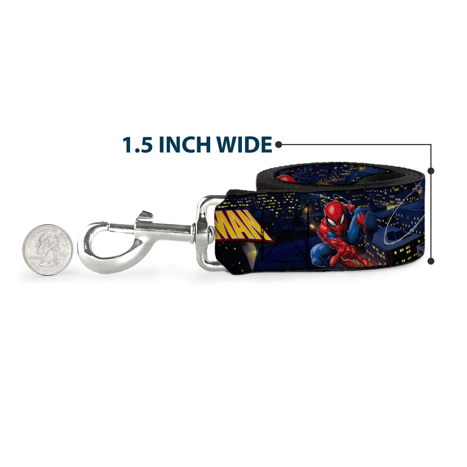 Dog Leash - SPIDER-MAN Title Logo and Action Skyline Poses Dog Leashes Marvel Comics