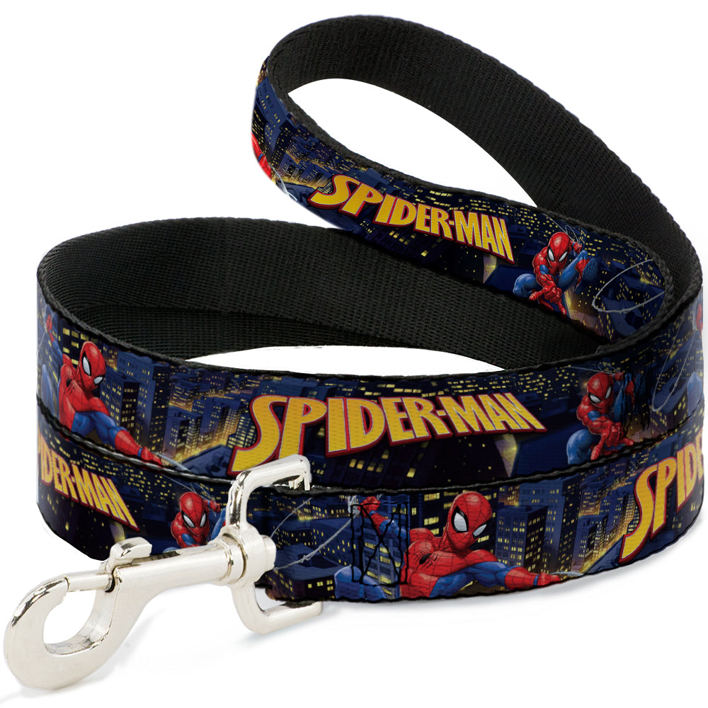 Dog Leash - SPIDER-MAN Title Logo and Action Skyline Poses Dog Leashes Marvel Comics