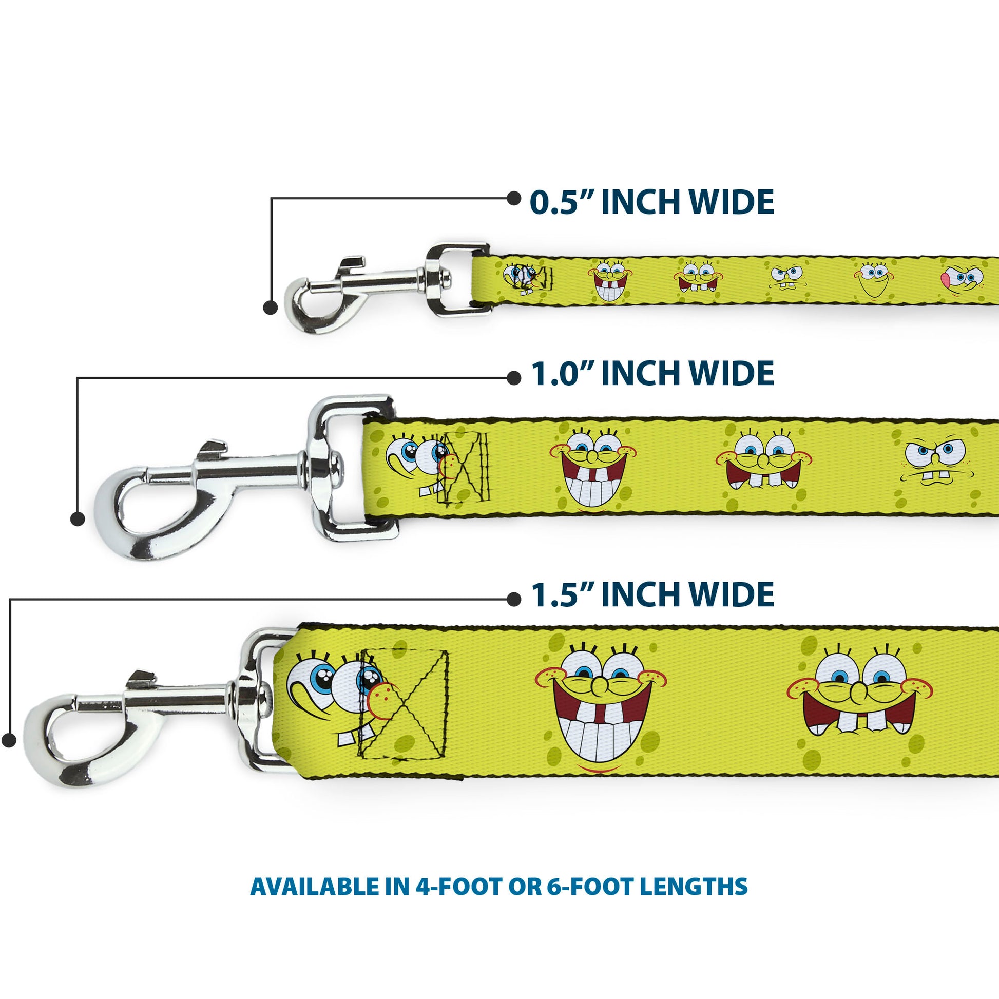 Dog Leash - SpongeBob Expressions Yellow Dog Leashes SpongeBob SquarePants
