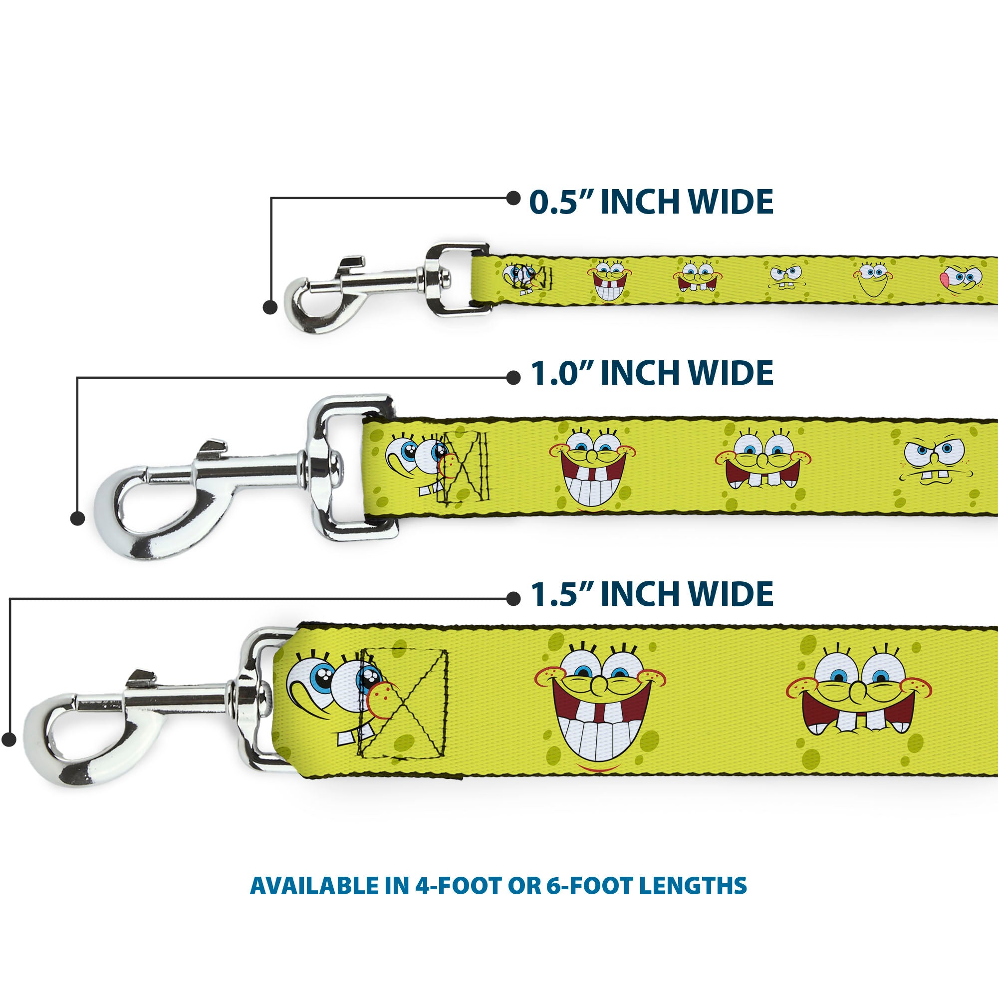 Dog Leash - SpongeBob Expressions Yellow Dog Leashes SpongeBob SquarePants