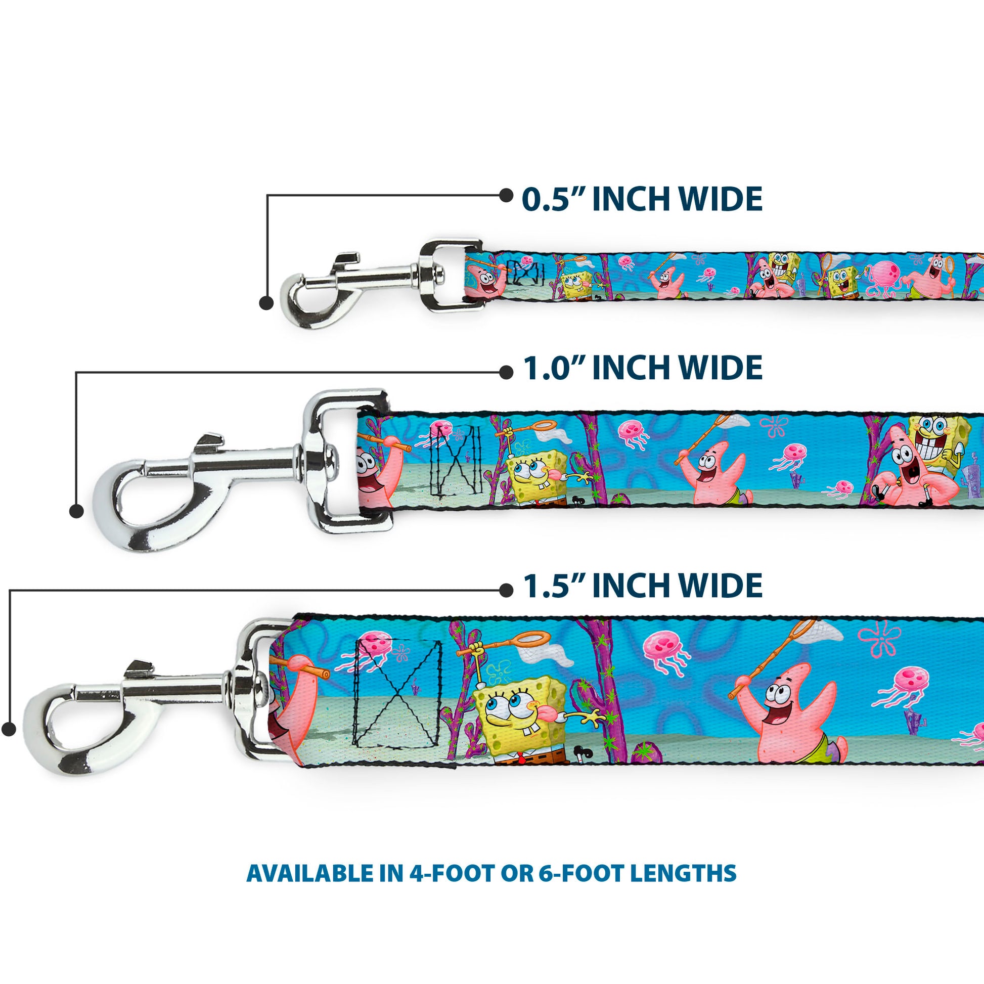 Dog Leash - SpongeBob & Patrick Starfish Jellyfishing Scenes Dog Leashes SpongeBob SquarePants