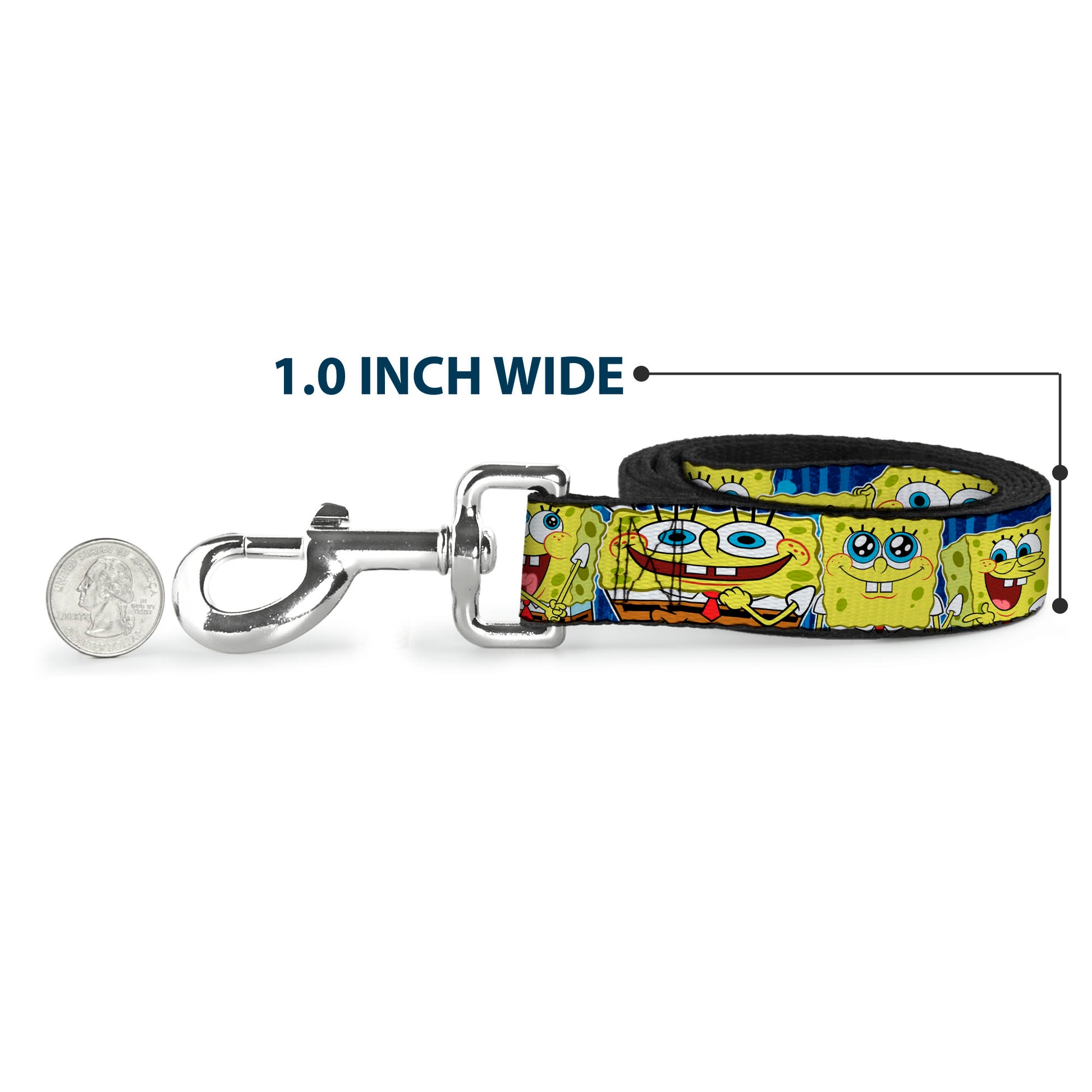 Dog Leash - SpongeBob Expressions Stripe Blue Dog Leashes SpongeBob SquarePants