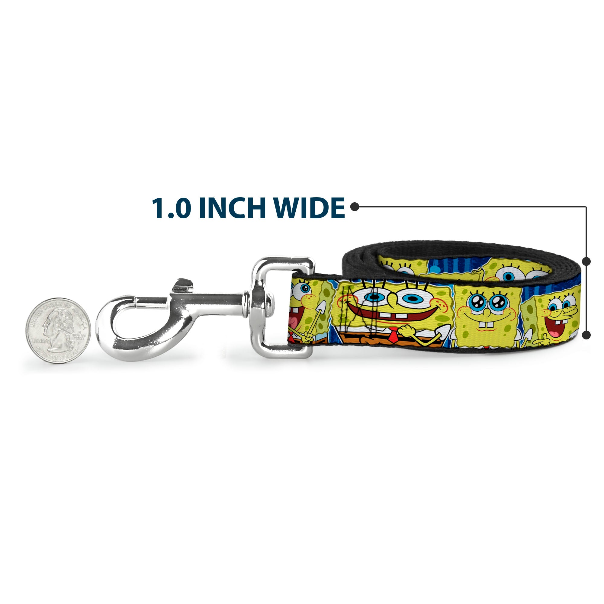 Dog Leash - SpongeBob Expressions Stripe Blue Dog Leashes SpongeBob SquarePants