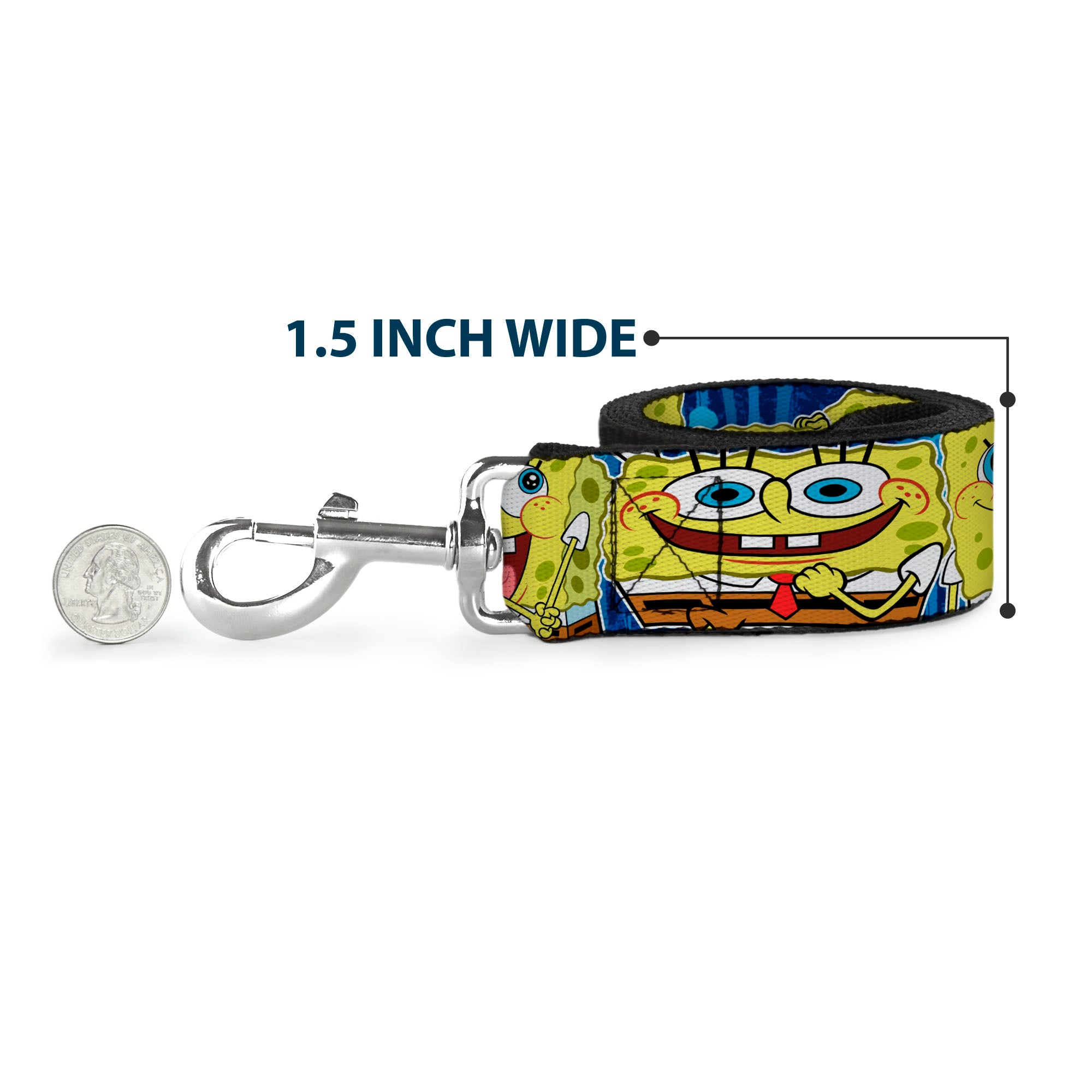 Dog Leash - SpongeBob Expressions Stripe Blue Dog Leashes SpongeBob SquarePants