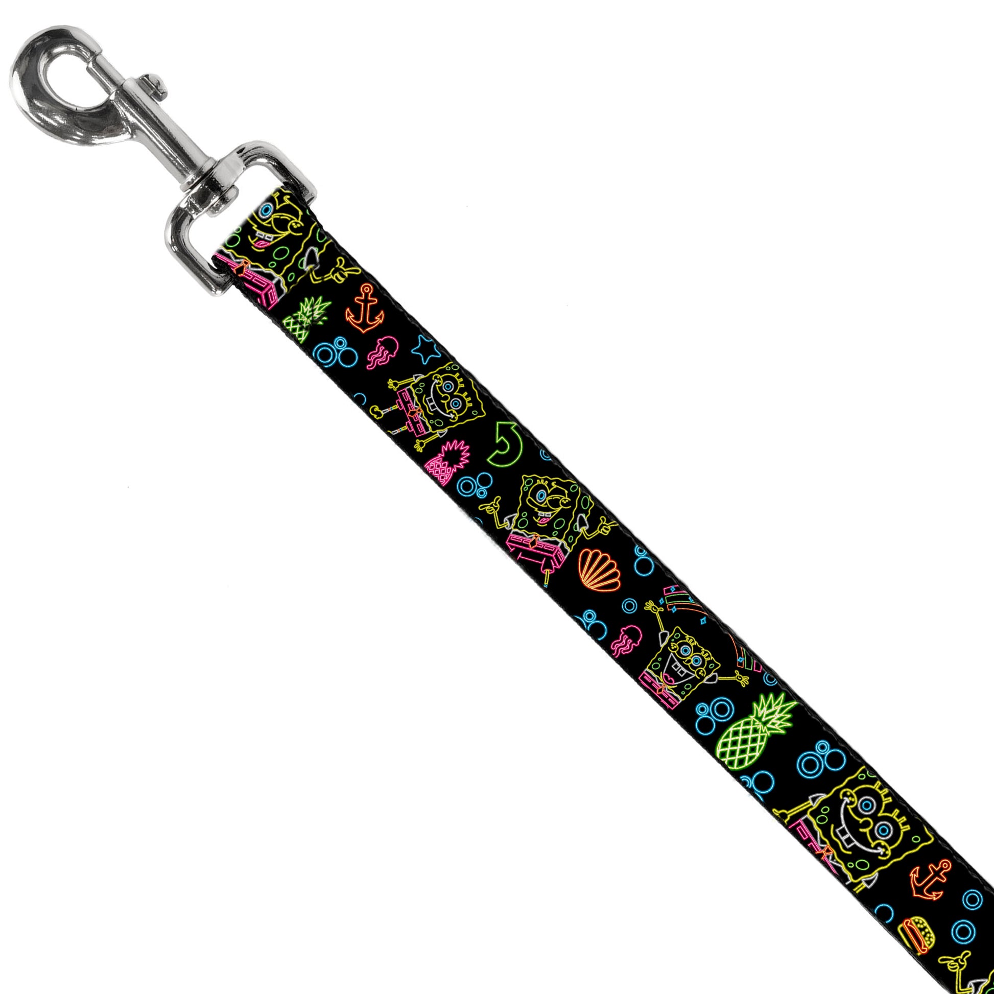 Dog Leash - Electric SpongeBob Poses/Elements Black/Multi Color Dog Leashes SpongeBob SquarePants