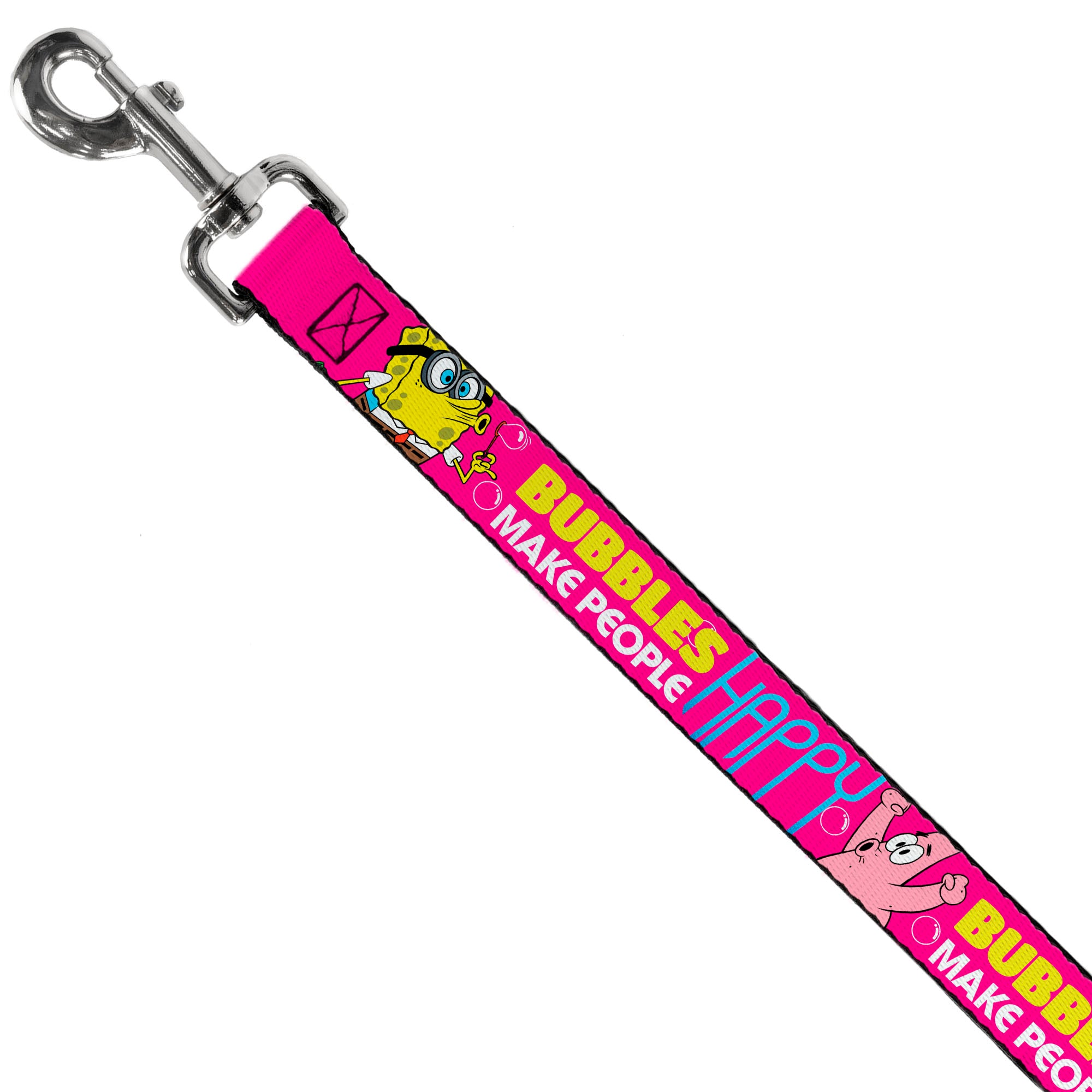 Dog Leash - Patrick Starfish Pose BUBBLES MAKE PEOPLE HAPPY Pink/Yellow/White/Blue Dog Leashes SpongeBob SquarePants