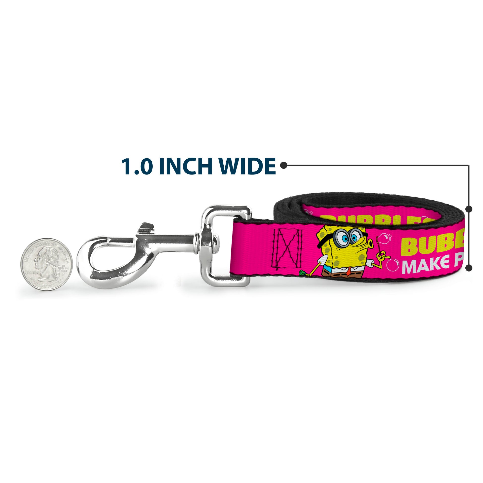 Dog Leash - Patrick Starfish Pose BUBBLES MAKE PEOPLE HAPPY Pink/Yellow/White/Blue Dog Leashes SpongeBob SquarePants