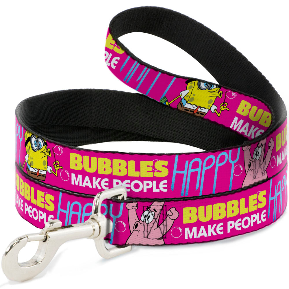 Dog Leash - Patrick Starfish Pose BUBBLES MAKE PEOPLE HAPPY Pink/Yellow/White/Blue Dog Leashes SpongeBob SquarePants