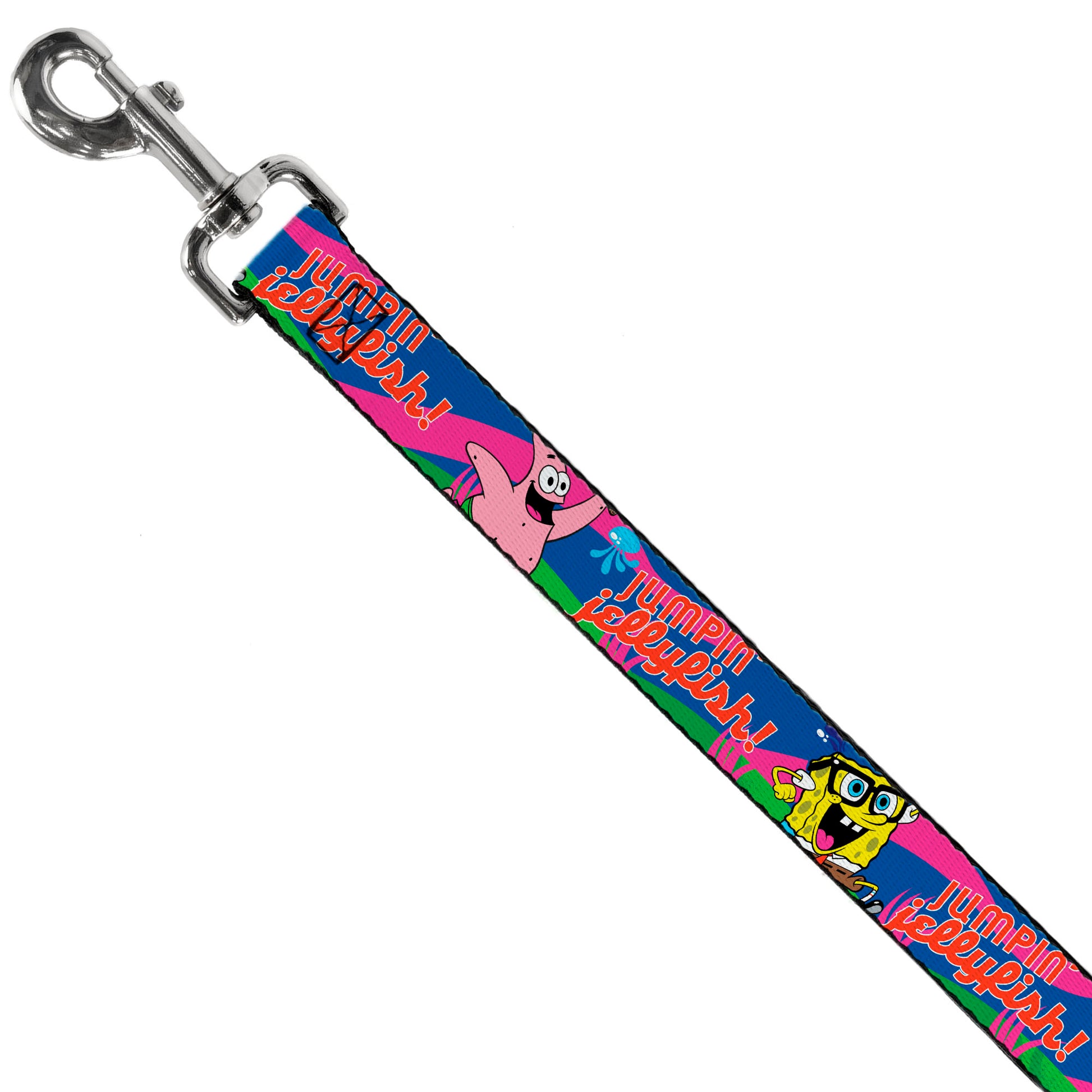Dog Leash - Nerd SpongeBob & Patrick Starfish Running JUMPIN' JELLYFISH! Multi Color/Red Dog Leashes SpongeBob SquarePants