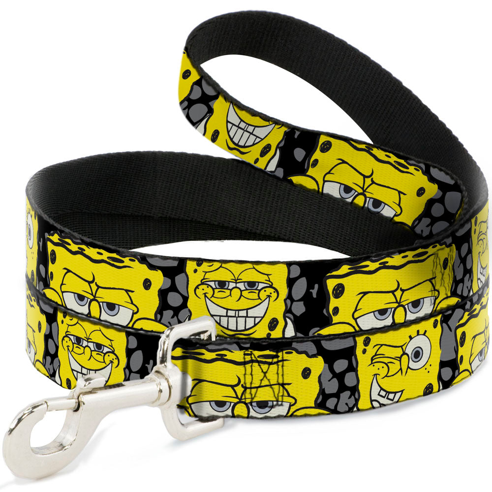 Dog Leash - SpongeBob 4-CLOSE-UP Expressions/Crackle Black/Gray/Yellow Dog Leashes SpongeBob SquarePants