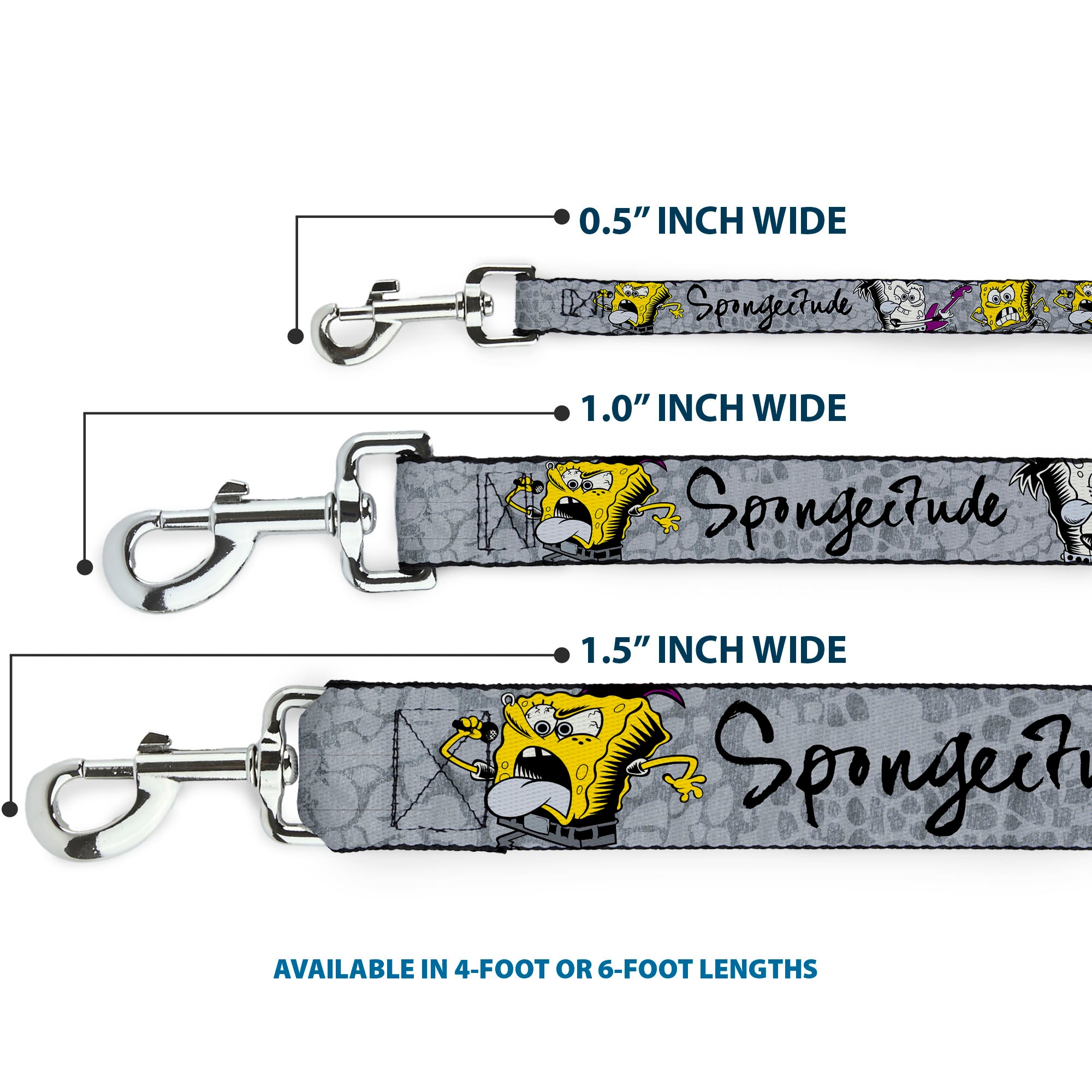 Dog Leash - SpongeBob 3-Poses SPONGEITUDE Grays/Black Dog Leashes SpongeBob SquarePants