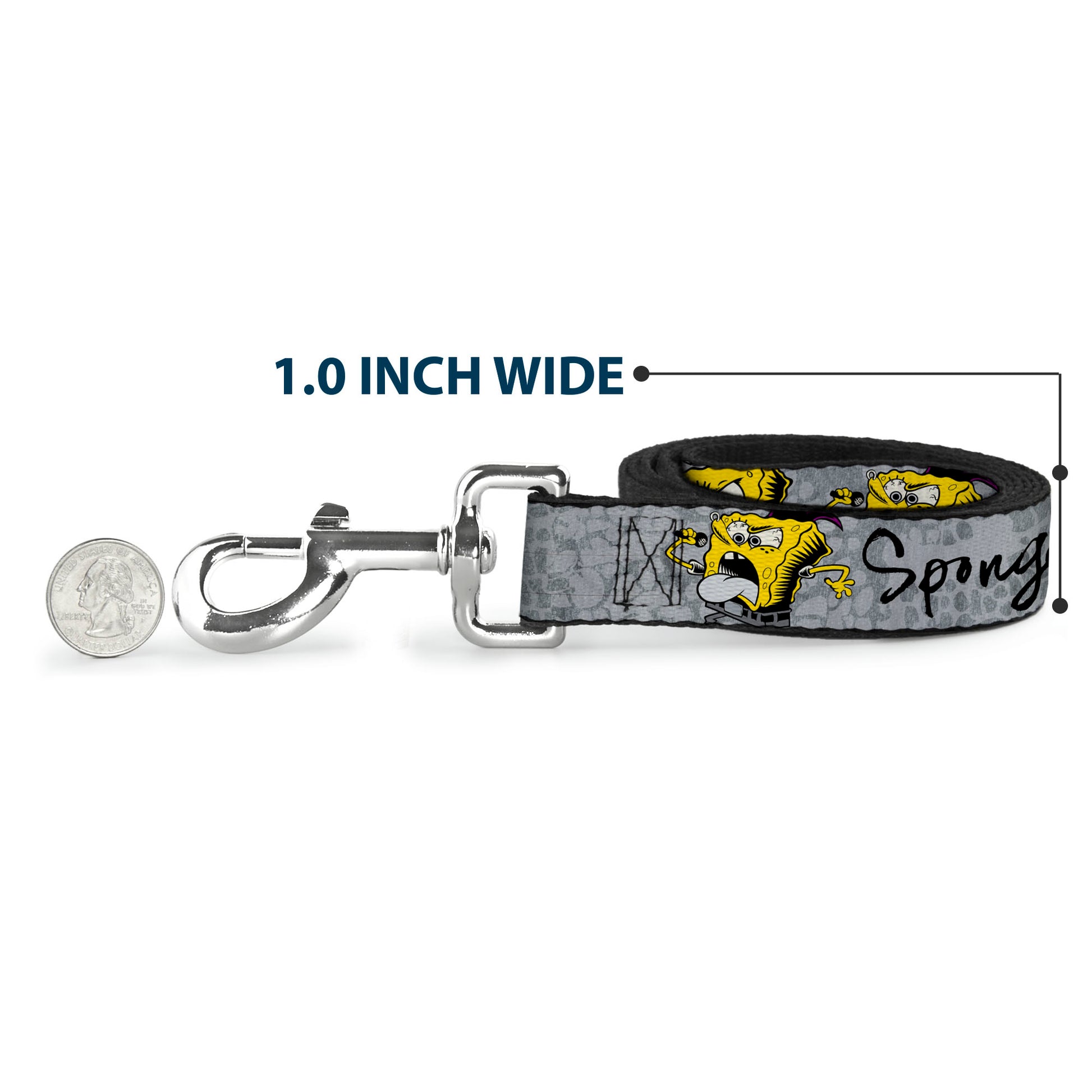 Dog Leash - SpongeBob 3-Poses SPONGEITUDE Grays/Black Dog Leashes SpongeBob SquarePants
