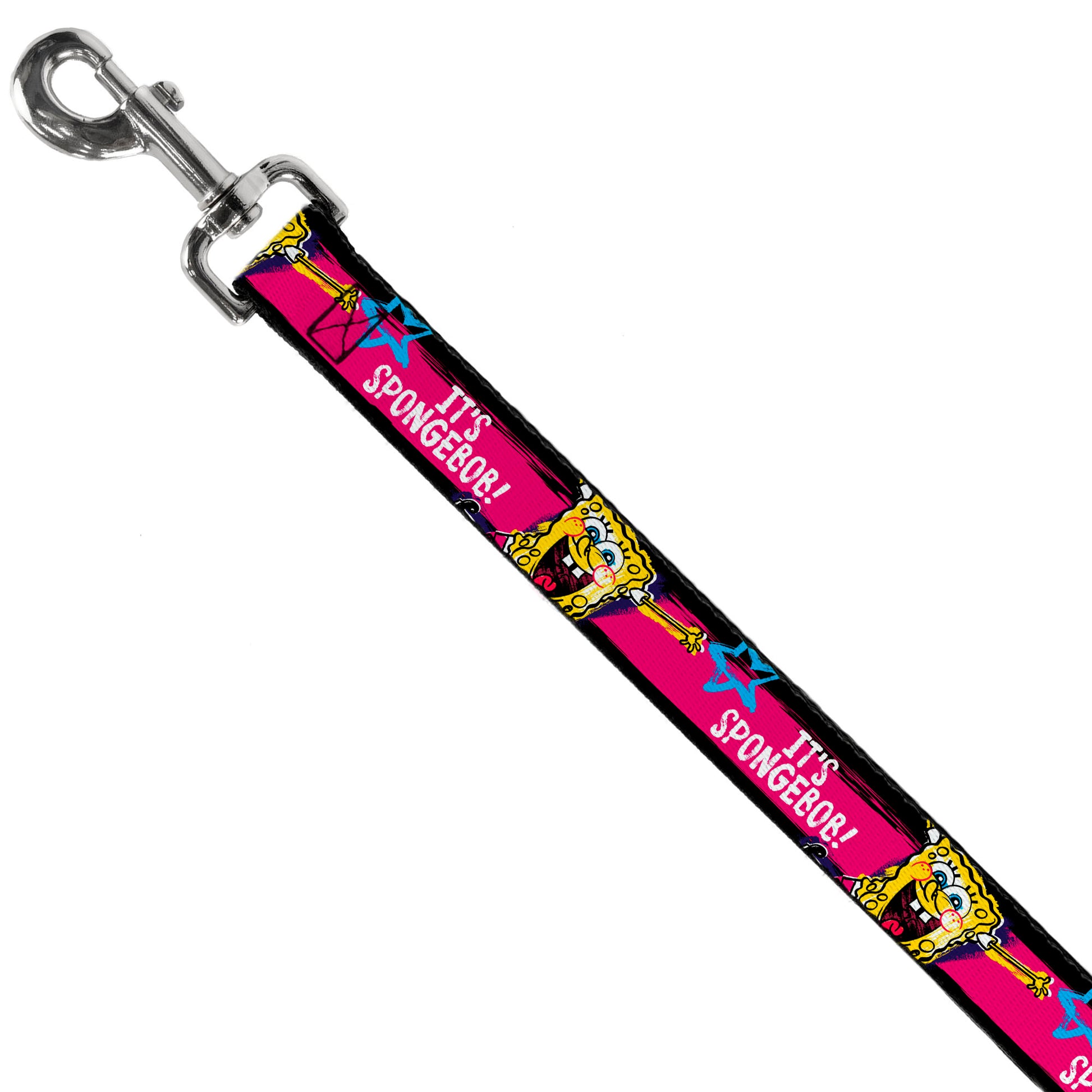 Dog Leash - SpongeBob Pose IT'S SPONGEBOB! Stripe Black/Pink/Blue/White Dog Leashes SpongeBob SquarePants