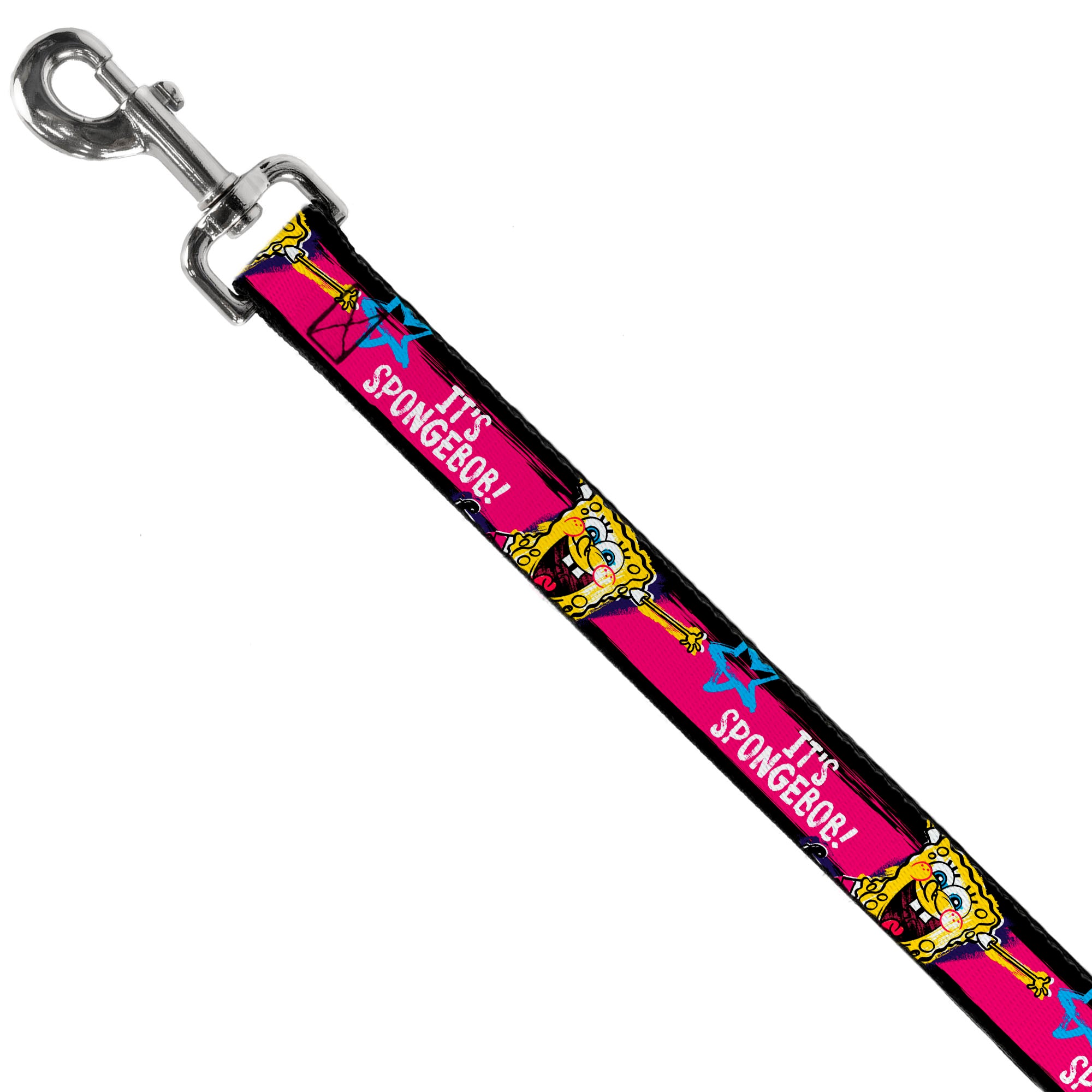 Dog Leash - SpongeBob Pose IT'S SPONGEBOB! Stripe Black/Pink/Blue/White Dog Leashes SpongeBob SquarePants