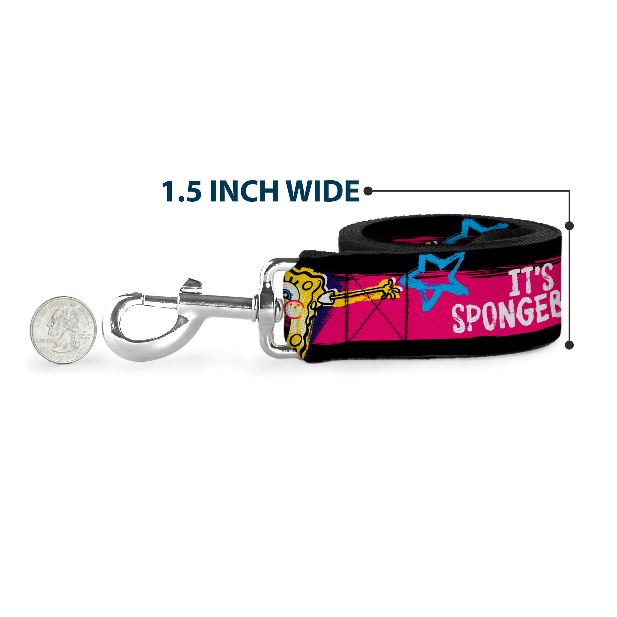 Dog Leash - SpongeBob Pose IT'S SPONGEBOB! Stripe Black/Pink/Blue/White Dog Leashes SpongeBob SquarePants
