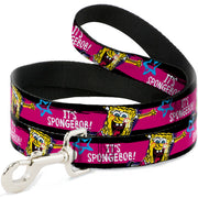 Dog Leash - SpongeBob Pose IT'S SPONGEBOB! Stripe Black/Pink/Blue/White Dog Leashes SpongeBob SquarePants