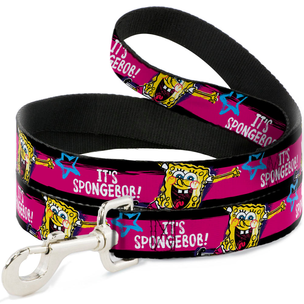 Dog Leash - SpongeBob Pose IT'S SPONGEBOB! Stripe Black/Pink/Blue/White Dog Leashes SpongeBob SquarePants