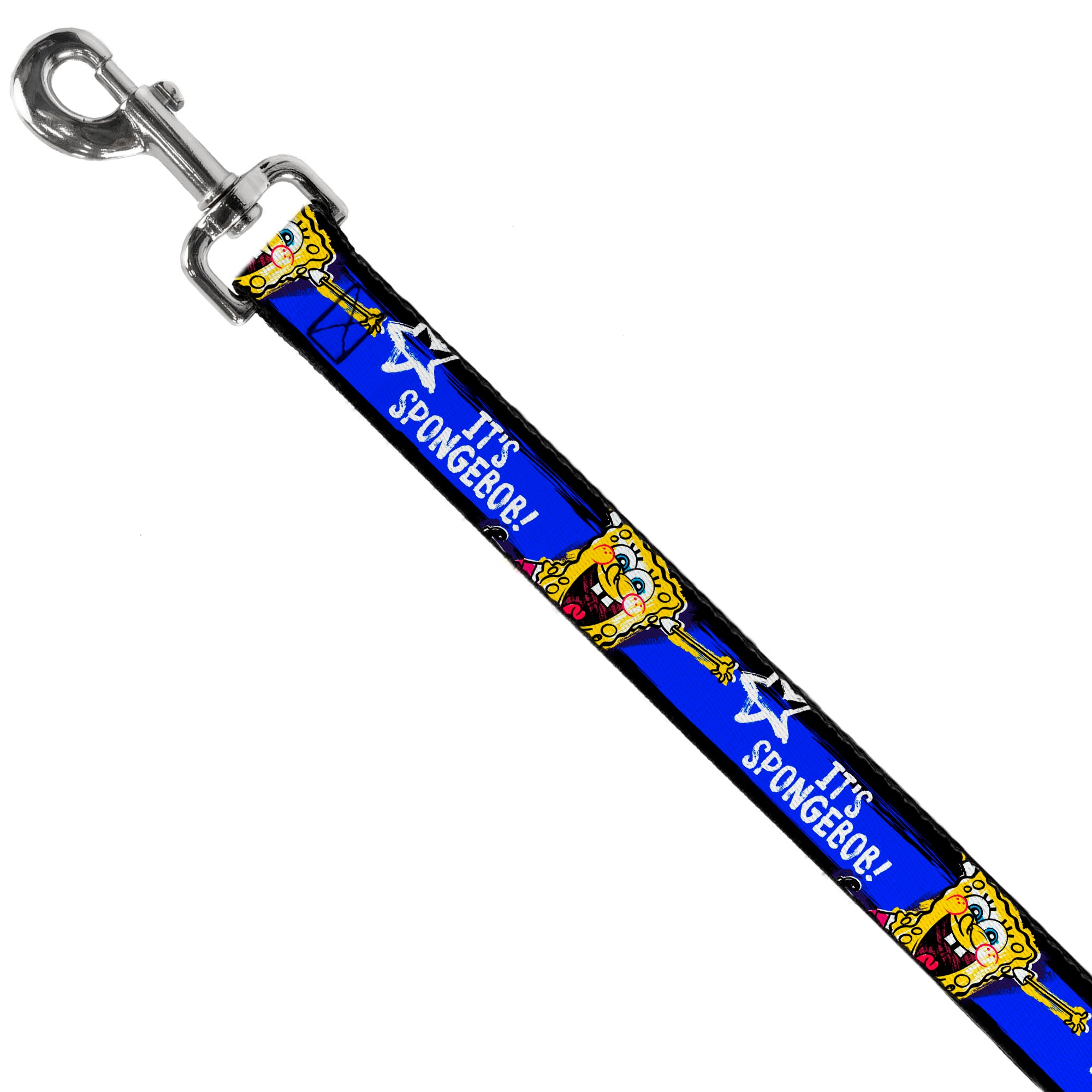 Dog Leash - SpongeBob Pose IT'S SPONGEBOB! Stripe Black/Blue/White Dog Leashes SpongeBob SquarePants