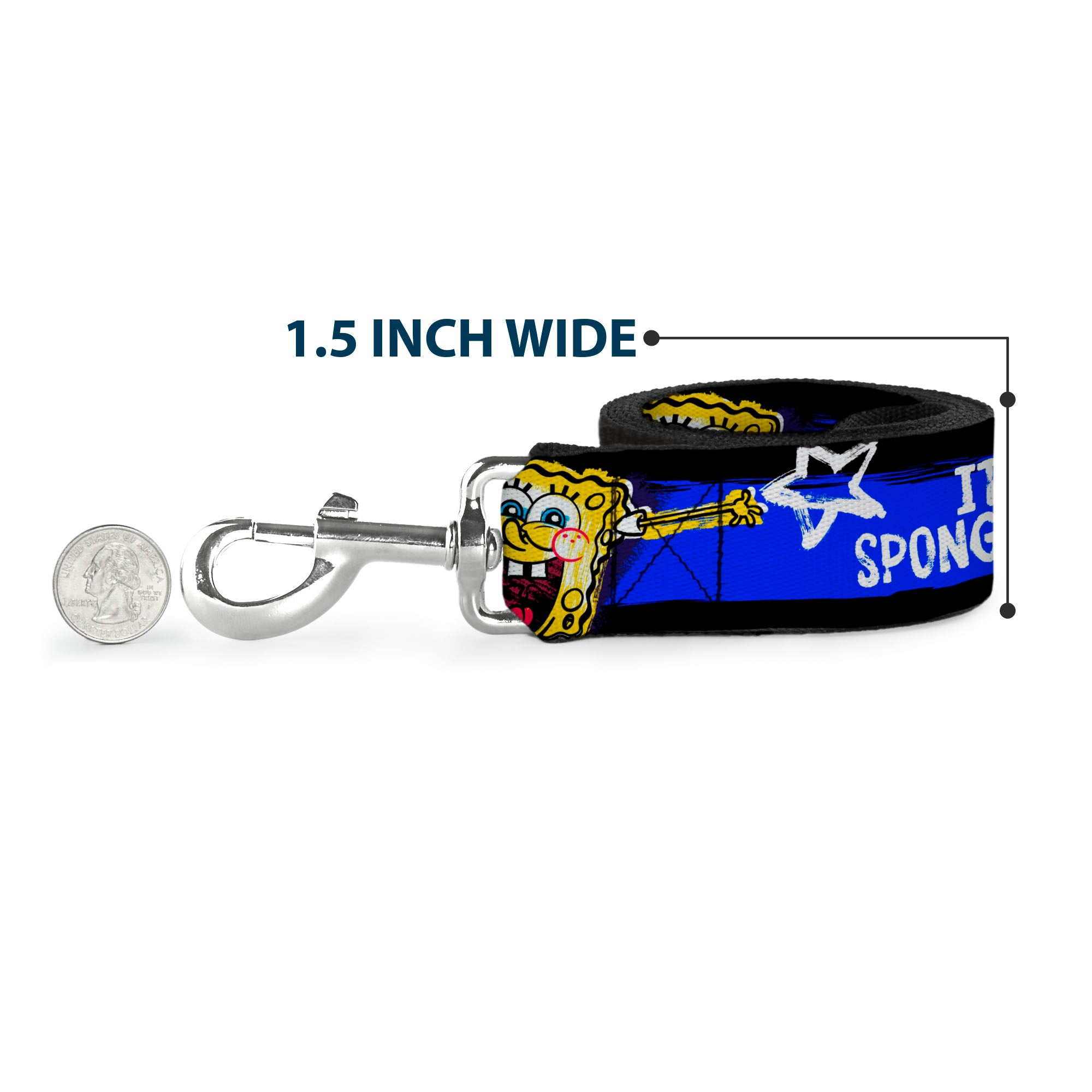 Dog Leash - SpongeBob Pose IT'S SPONGEBOB! Stripe Black/Blue/White Dog Leashes SpongeBob SquarePants