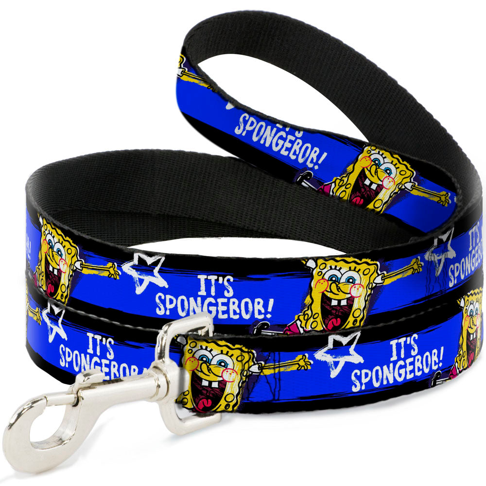 Dog Leash - SpongeBob Pose IT'S SPONGEBOB! Stripe Black/Blue/White Dog Leashes SpongeBob SquarePants