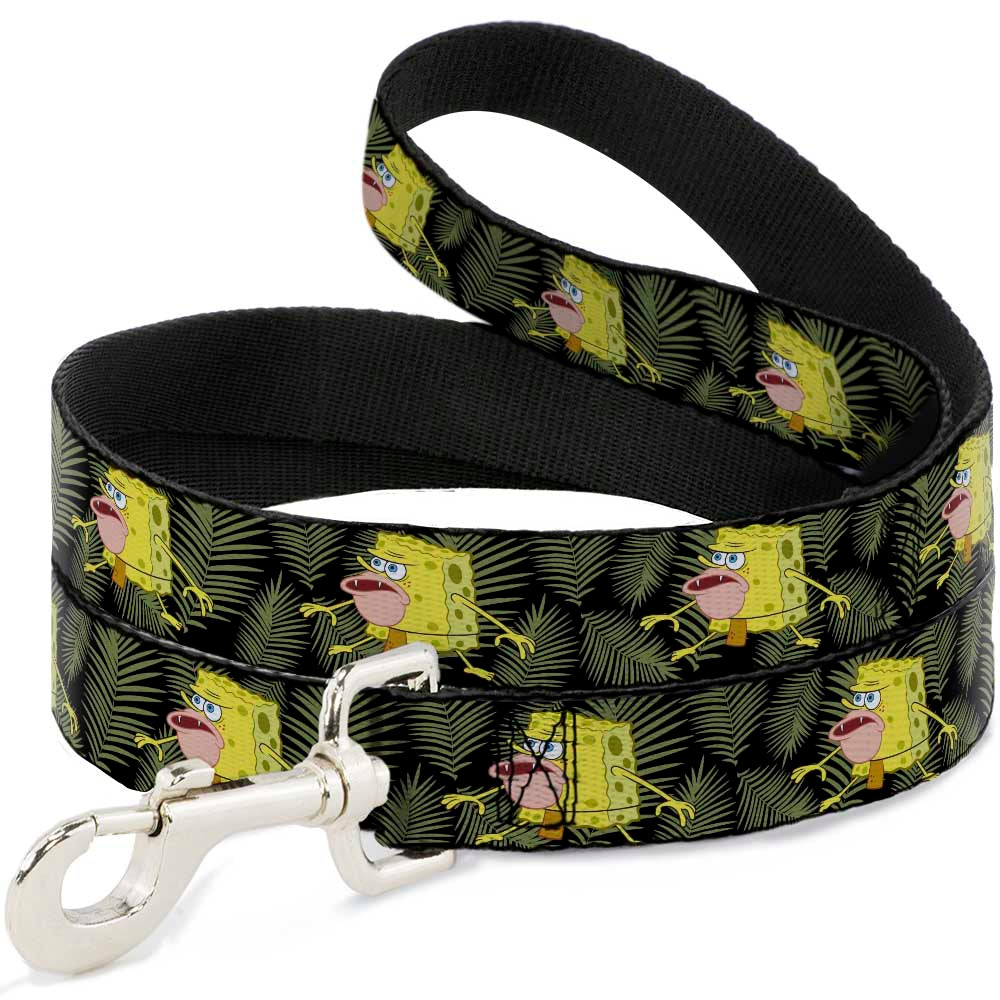 Dog Leash - Primitive Sponge Pose/Leaves Black/Green Dog Leashes SpongeBob SquarePants