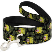 Dog Leash - Primitive Sponge Pose/Leaves Black/Green Dog Leashes SpongeBob SquarePants