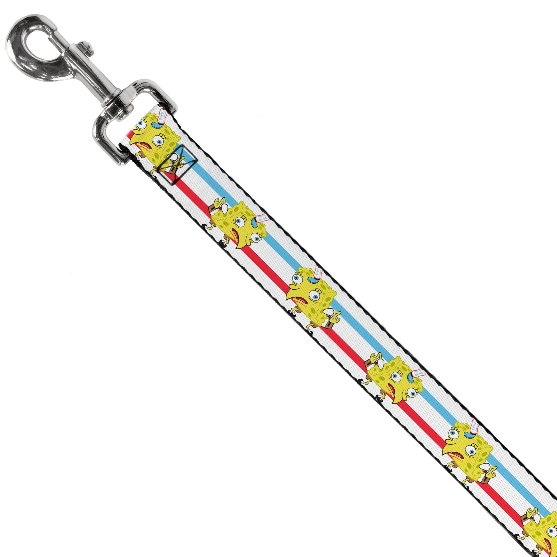 Dog Leash - Mocking SpongeBob Pose Stripe White/Blue/Red Dog Leashes SpongeBob SquarePants