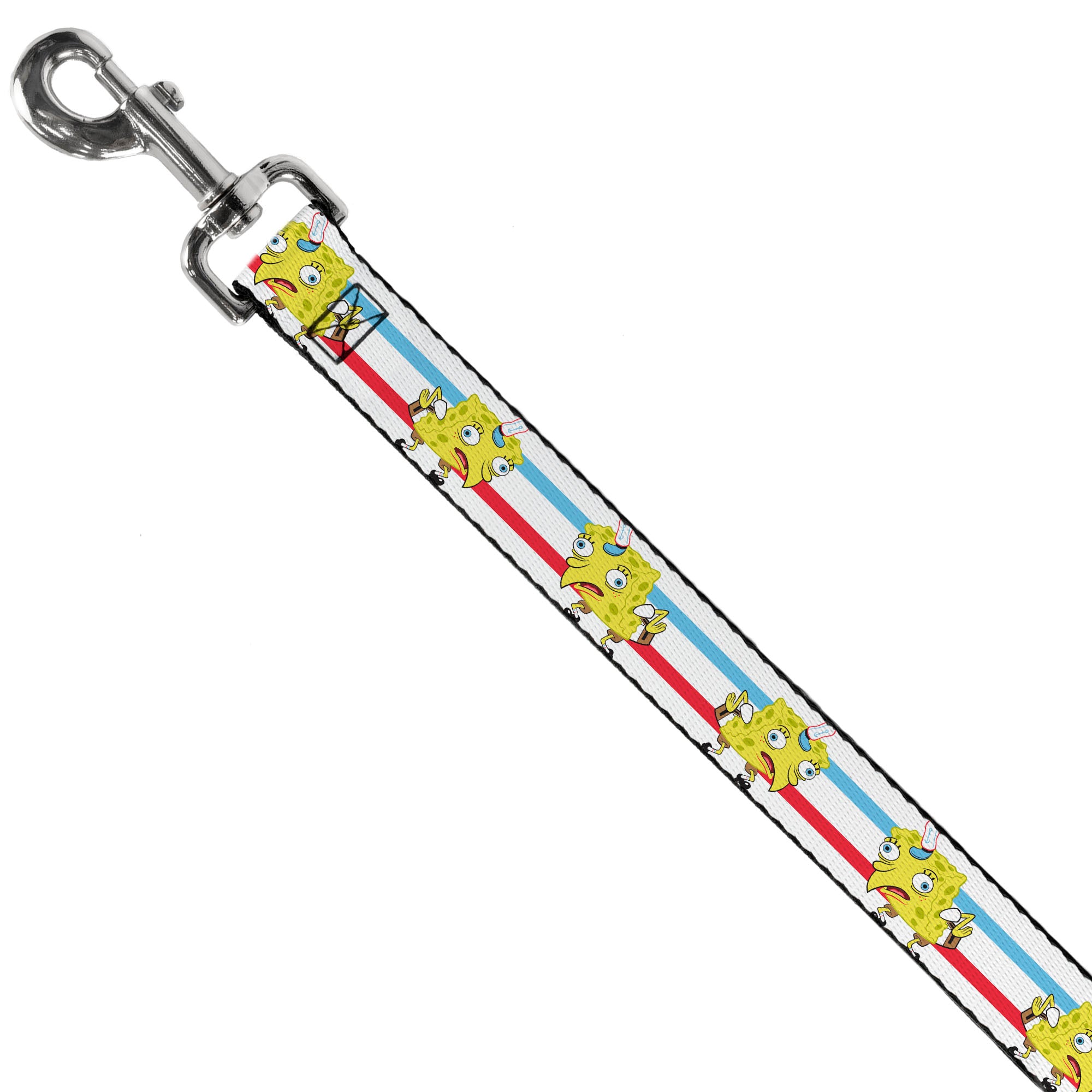 Dog Leash - Mocking SpongeBob Pose Stripe White/Blue/Red Dog Leashes SpongeBob SquarePants