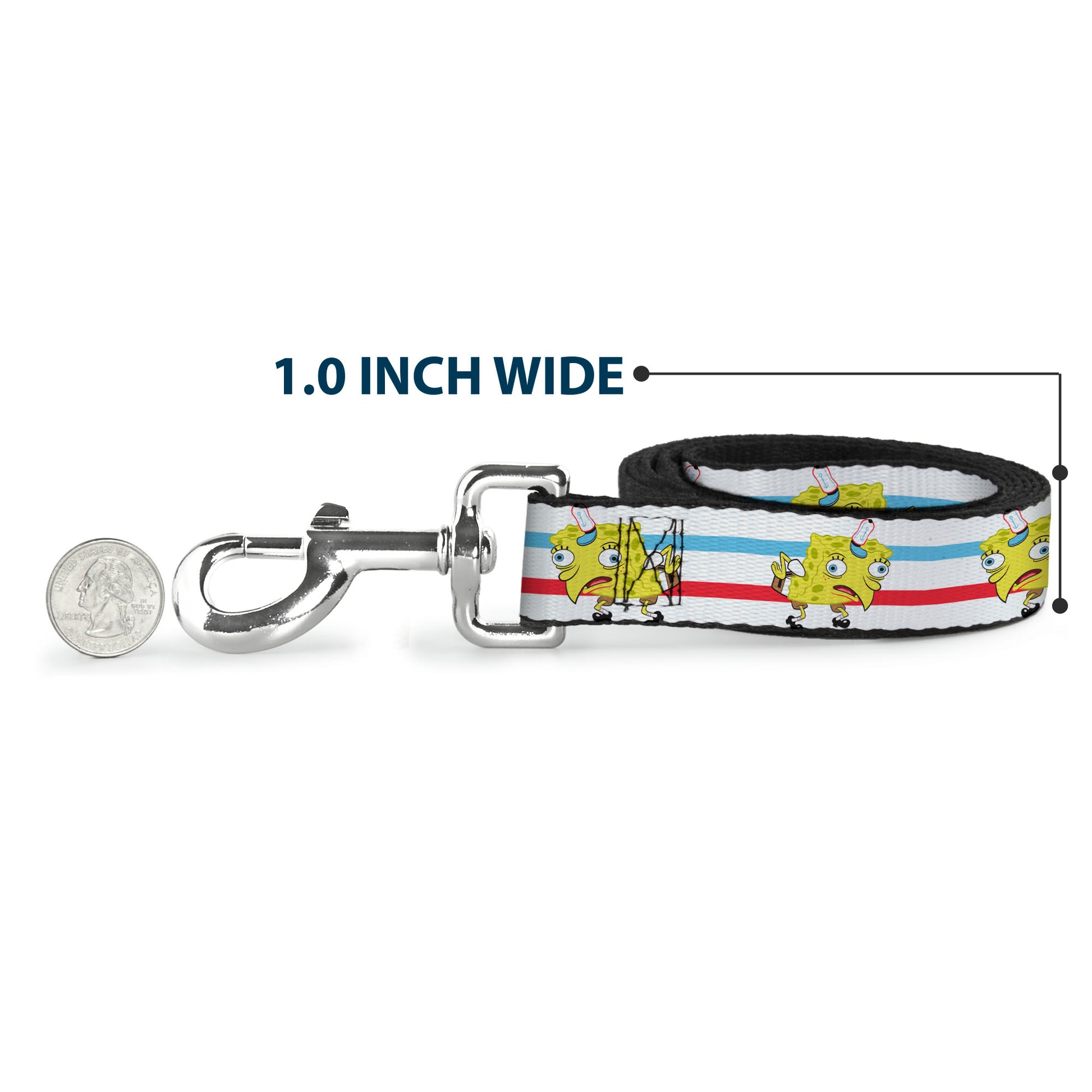 Dog Leash - Mocking SpongeBob Pose Stripe White/Blue/Red Dog Leashes SpongeBob SquarePants